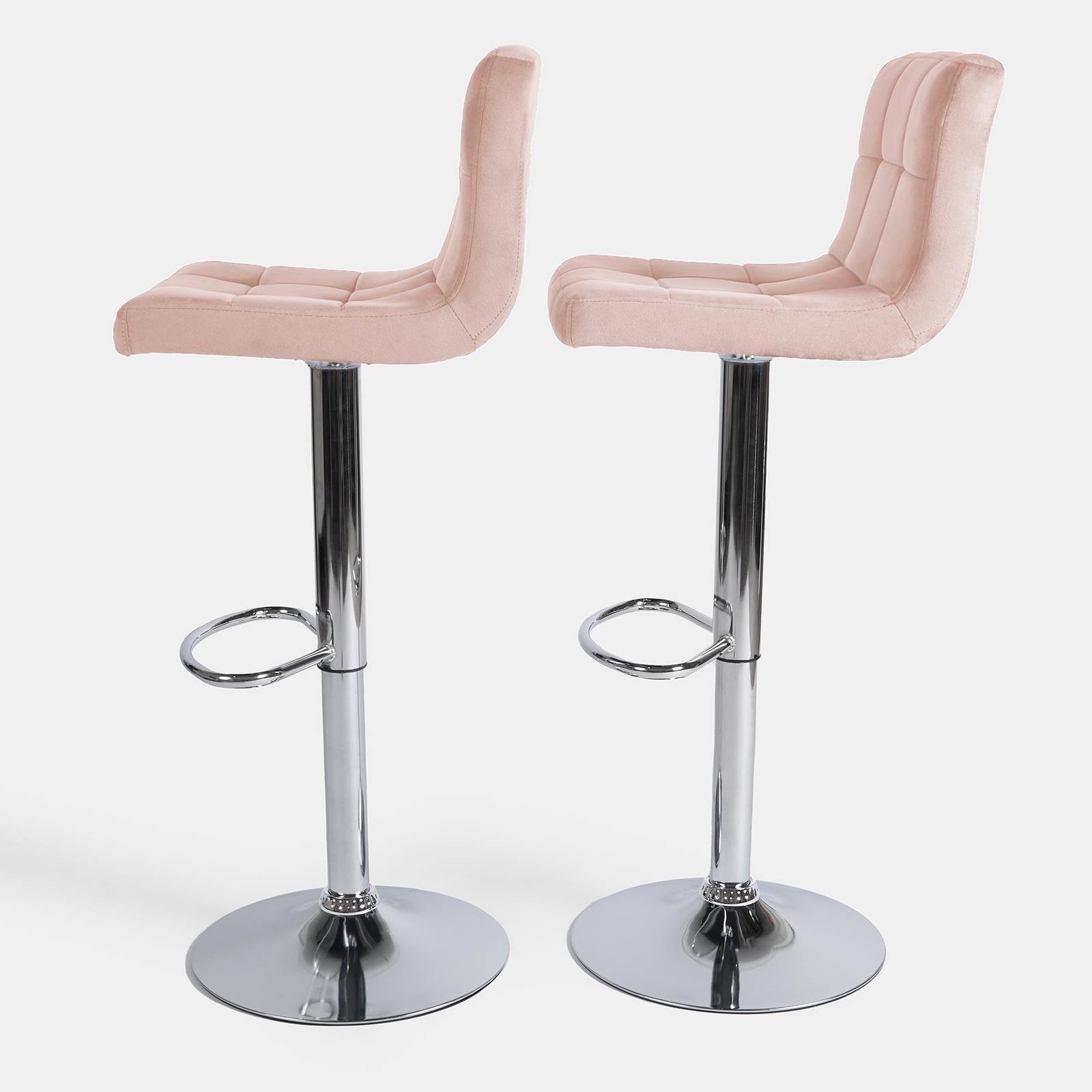 Adjustable Bar Stools x 2 Velvet Swivel Pub Seat Kitchen Breakfast Counter Chair - Picture 18 of 47