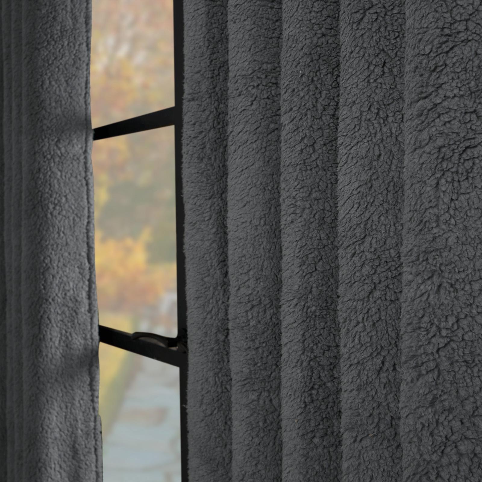 Teddy Fleece Eyelet Curtains Thermal Pair Ready Made Soft Thick Fabric Ring Top
