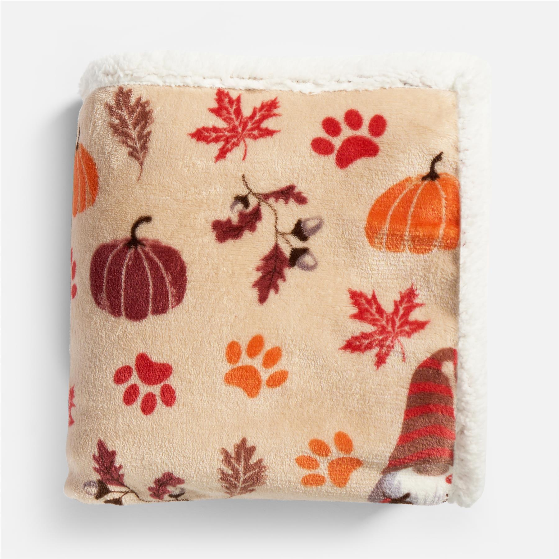 OHS Paw Pet Blanket Reversible Sherpa Fleece Dog Cats Thermal Calming Throw