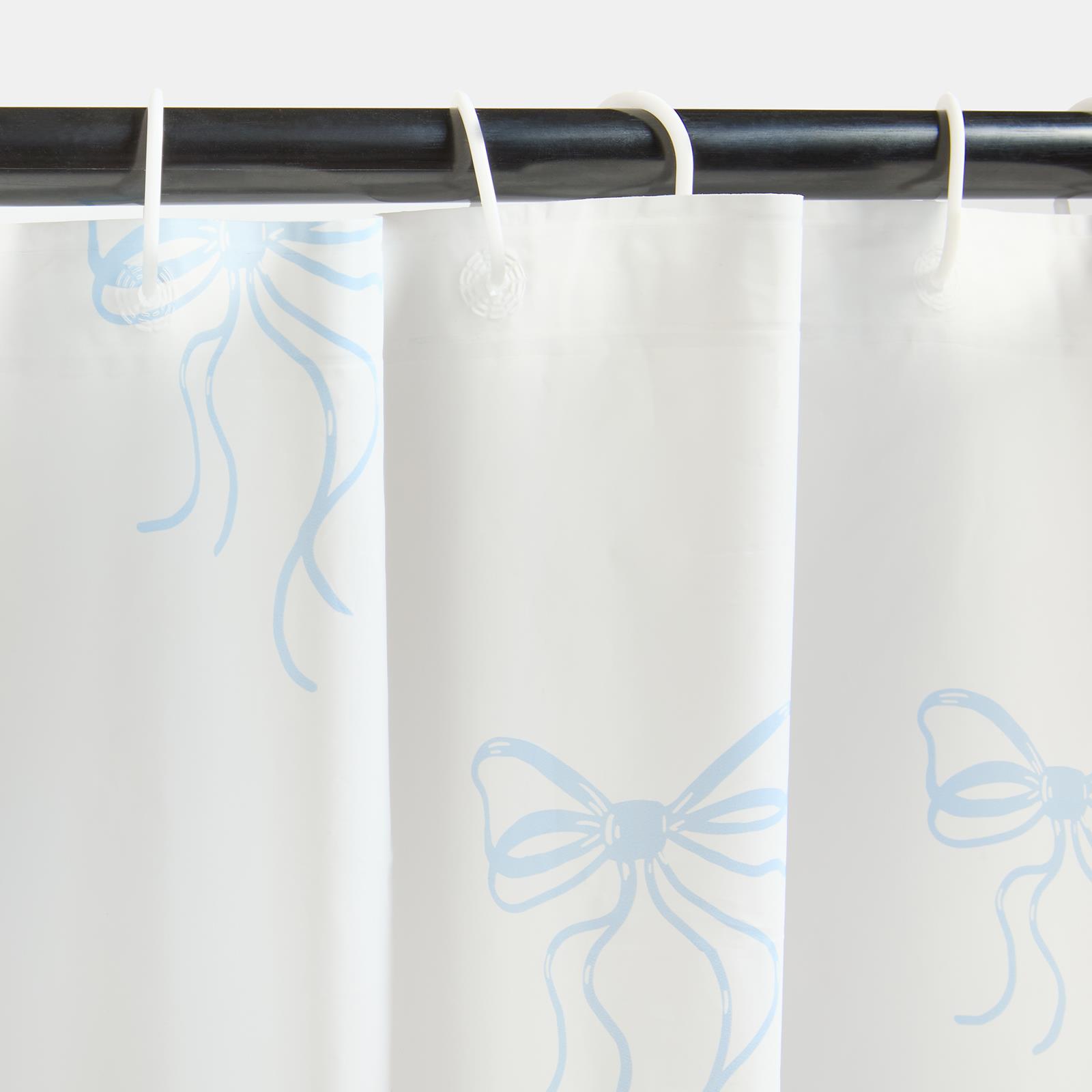 OHS Bows Shower Curtain with 12 Hooks Mould Proof Bathtub Curtains