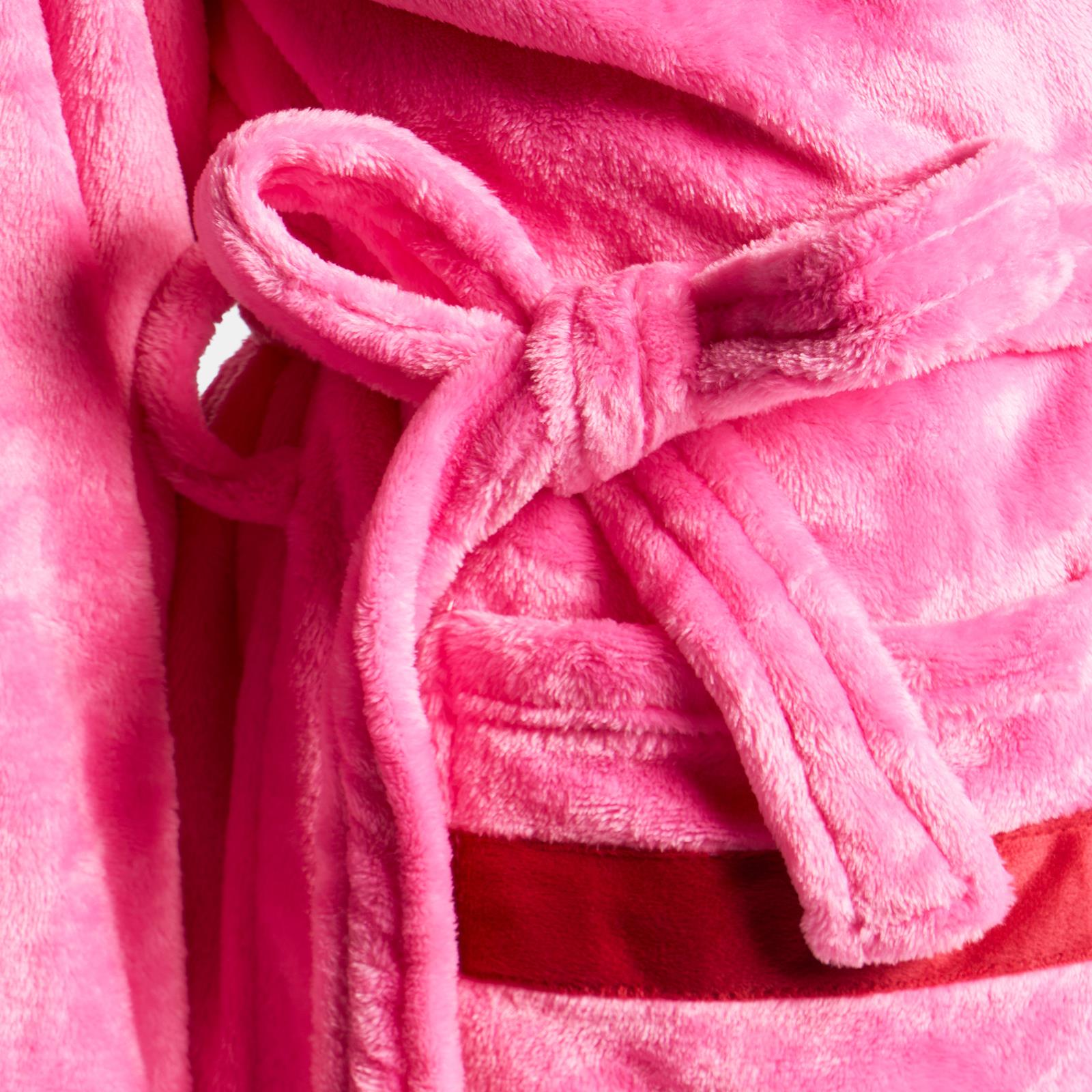 OHS Piped Edge Dressing Gown Flannel Fleece Winter Loungewear Hooded Bathrobe