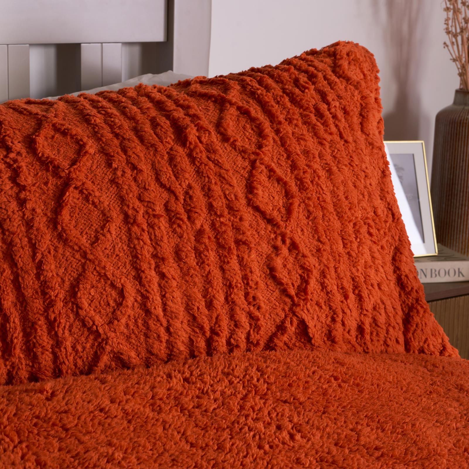 OHS Cable Knit Bedding Set Reversible Fleece Quilt Duvet Cover with Pillowcase