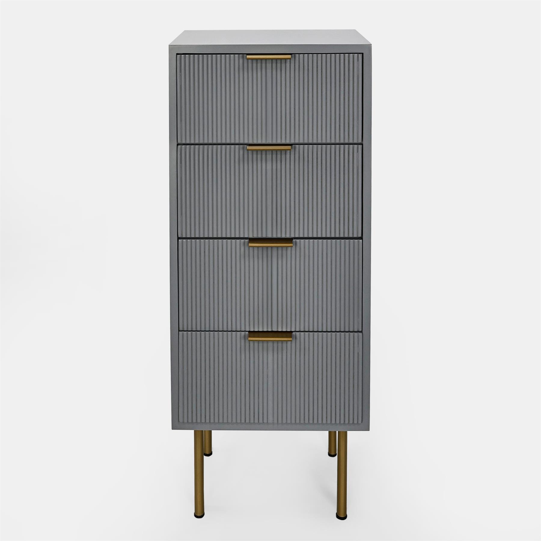 Ribbed Bedside Table Modern Bedroom 3/4 Draw Office Nightstand Living Room Unit - Picture 68 of 71
