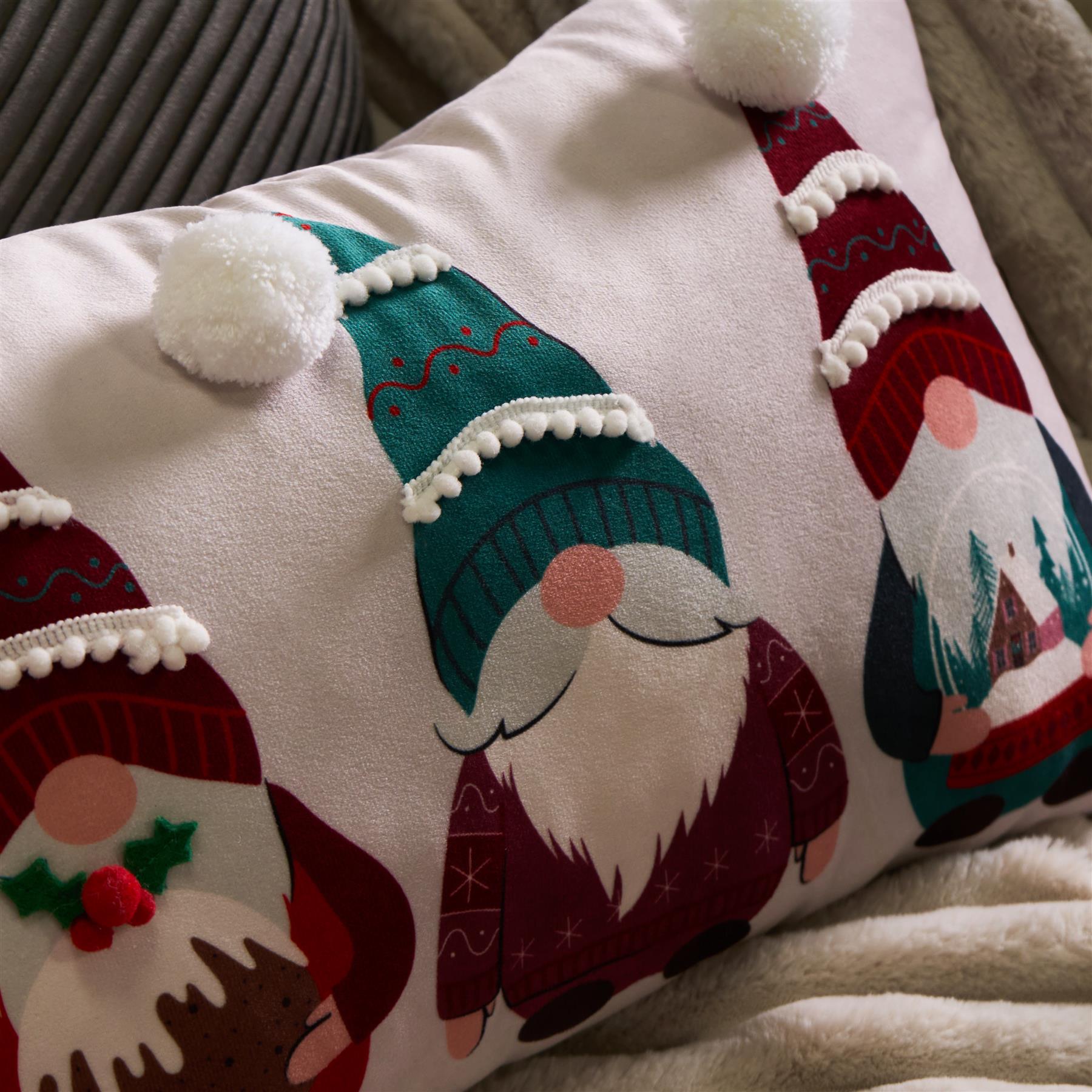 OHS Xmas Gonk Cushion Christmas Matte Velvet Festive Decorative Filled Pillow