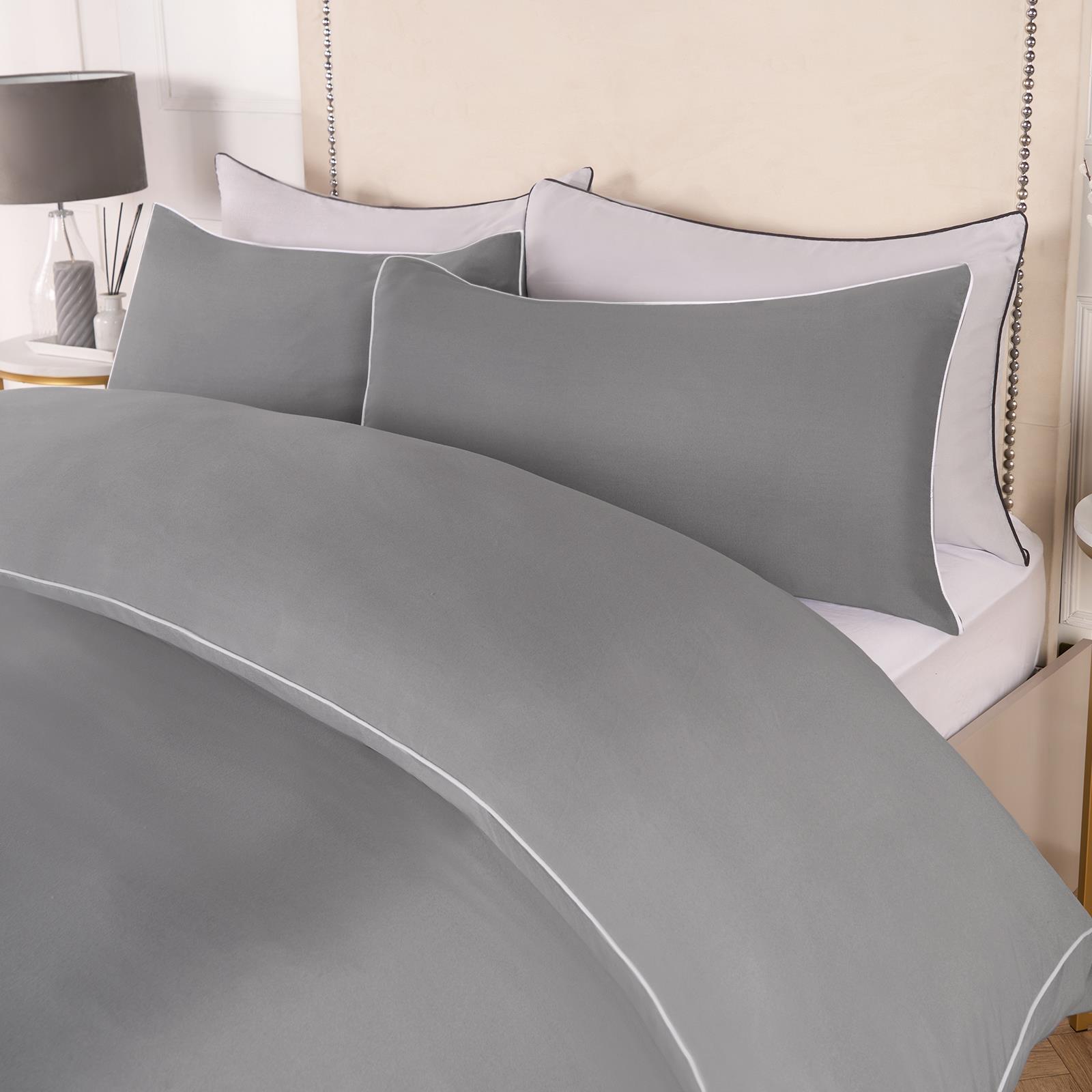 OHS Piped Edge Duvet Cover Set Soft Quilt Pillowcase Bedding Double King Size