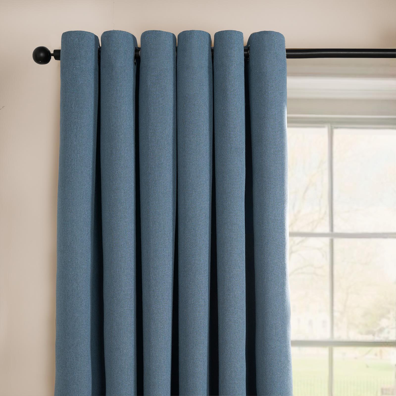 Pair of Eyelet Blackout Curtains Woven Ready Made Ring Top Thermal Texture Thick - Picture 3 of 48
