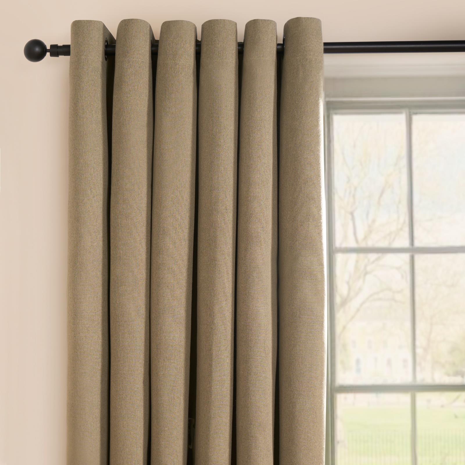 Pair of Eyelet Blackout Curtains Woven Ready Made Ring Top Thermal Texture Thick - Picture 37 of 48