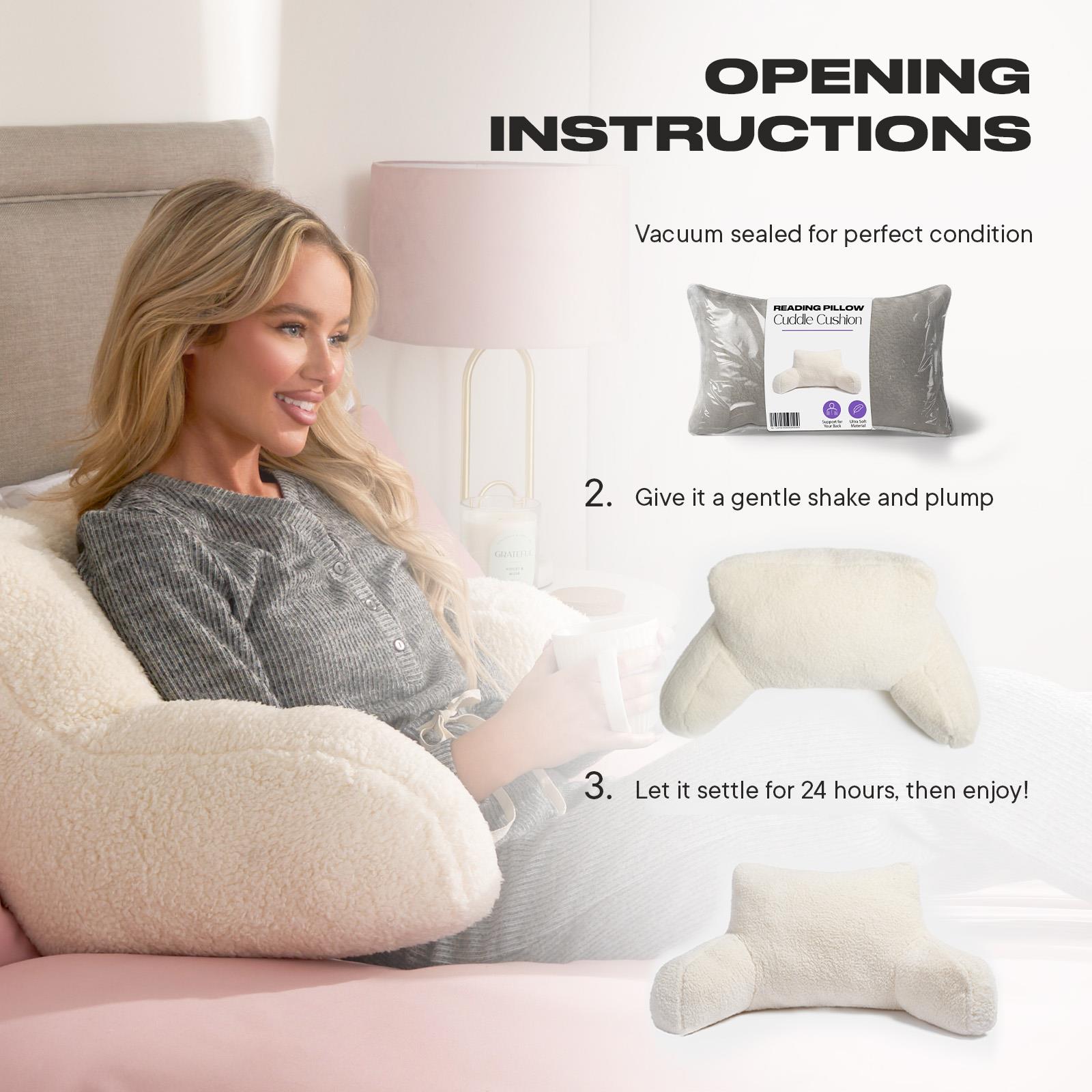 OHS Teddy Fleece Reading Pillow Cuddle Cushion with Arms Lumbar Bed Chair