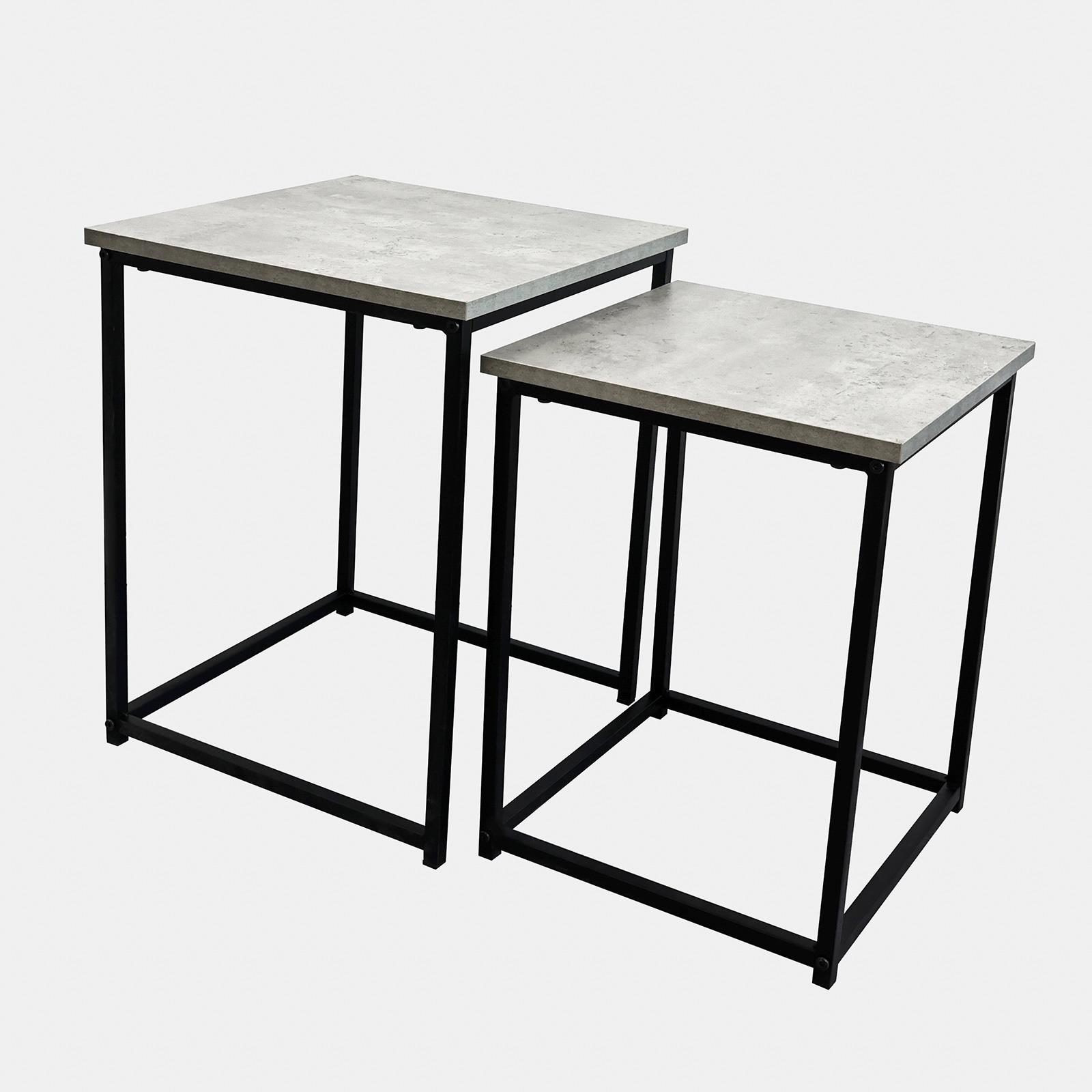 Nest of Tables Square Wood Top Modern End Side Living Room Home Decor Set of 2