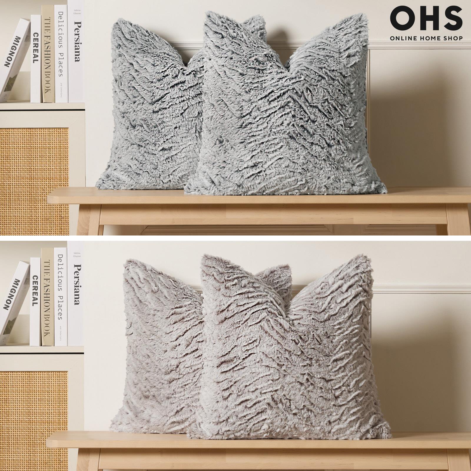 Cushion Covers Faux Fur Fleece Pack of 2/4 Filled Case Pad Two Tone Home Decor