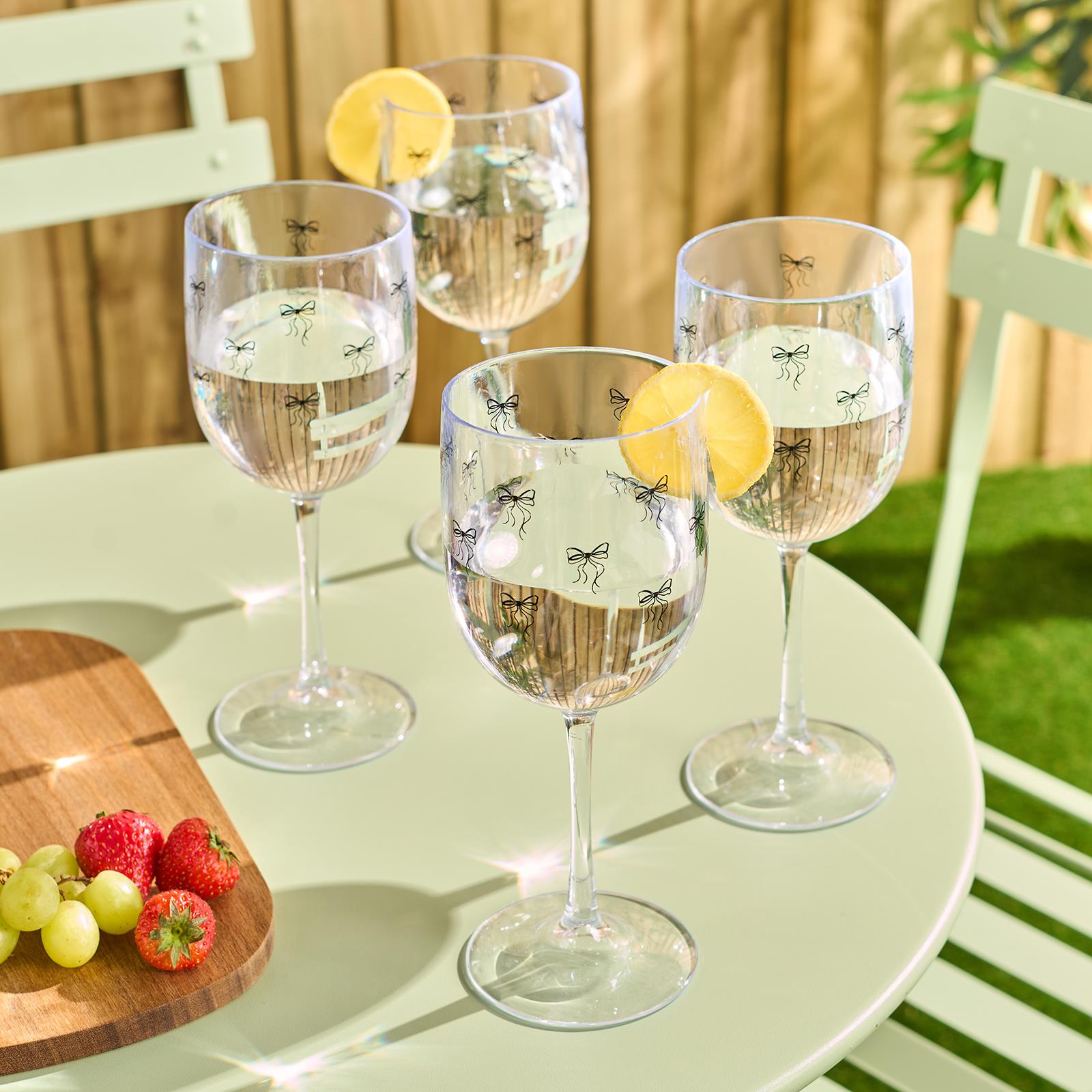 OHS Plastic Glasses Set of 2/4 Reusable Flute Champagne Cocktail Glass Picnic