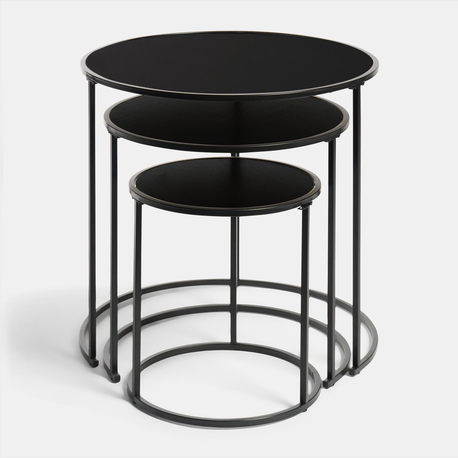 OHS Manhattan Nesting Table Stacking Coffee Side Wooden Effect Tables Set of 2/3