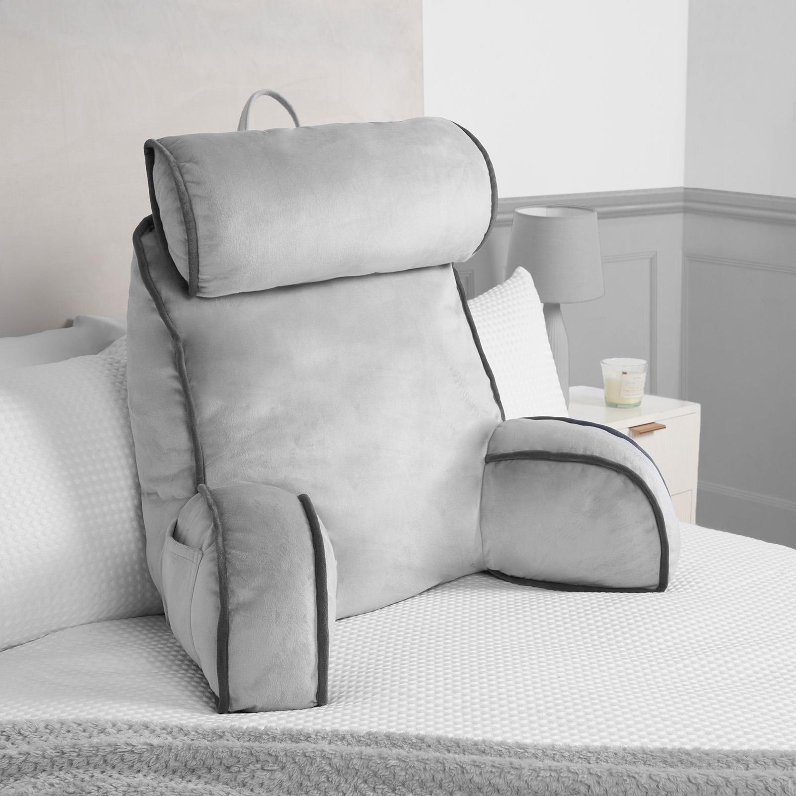 OHS Piped Edge Reading Pillow with Head Rest Super Soft Back Support Bed Sofa