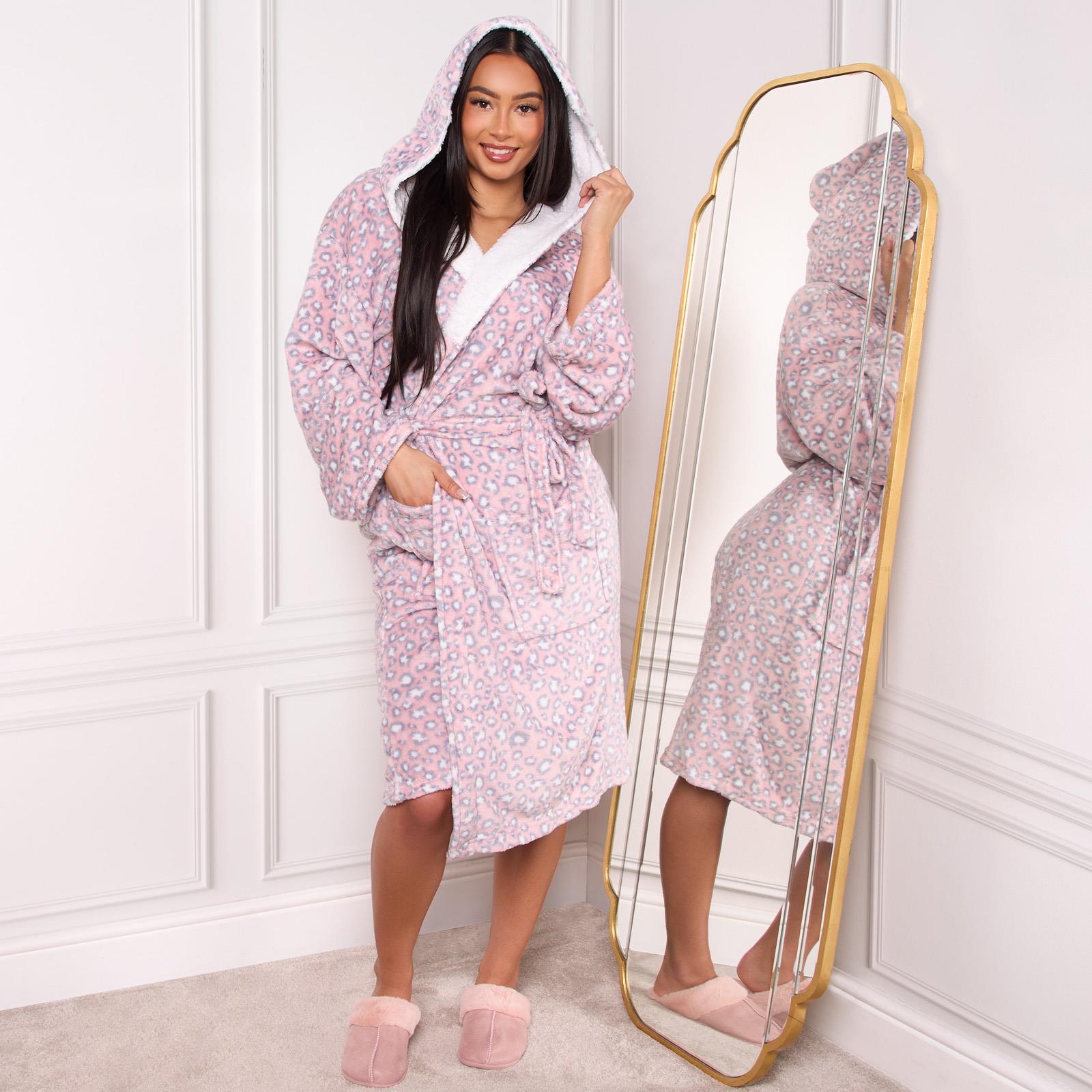 pink leopard dressing gown Robe