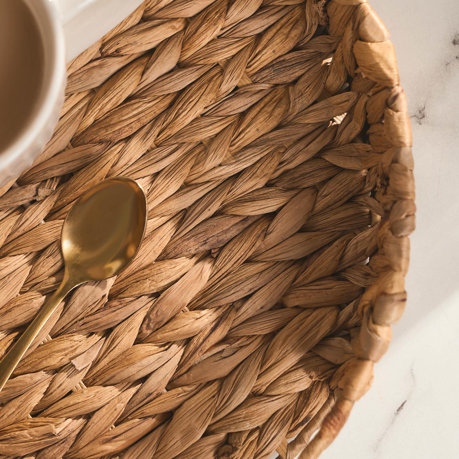 Round Serving Tray Home Accessory Display Seagrass Decorative Organiser Bedroom