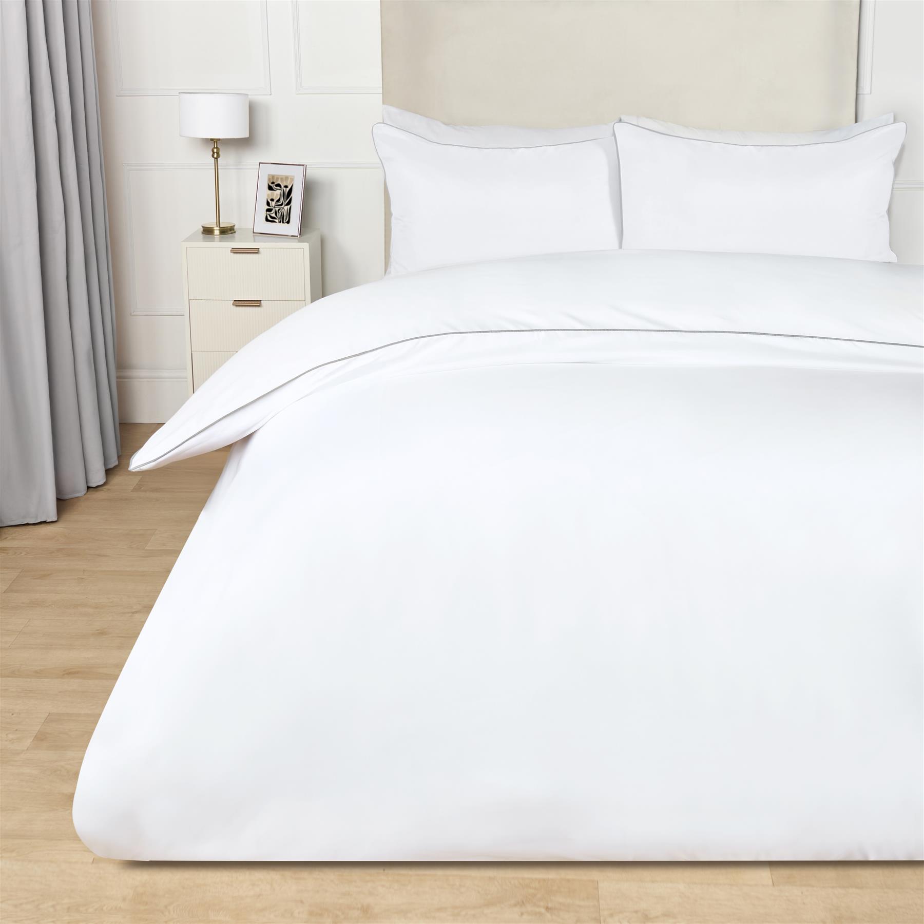 OHS Piped Edge Duvet Cover Set Soft Quilt Pillowcase Bedding Double King Size