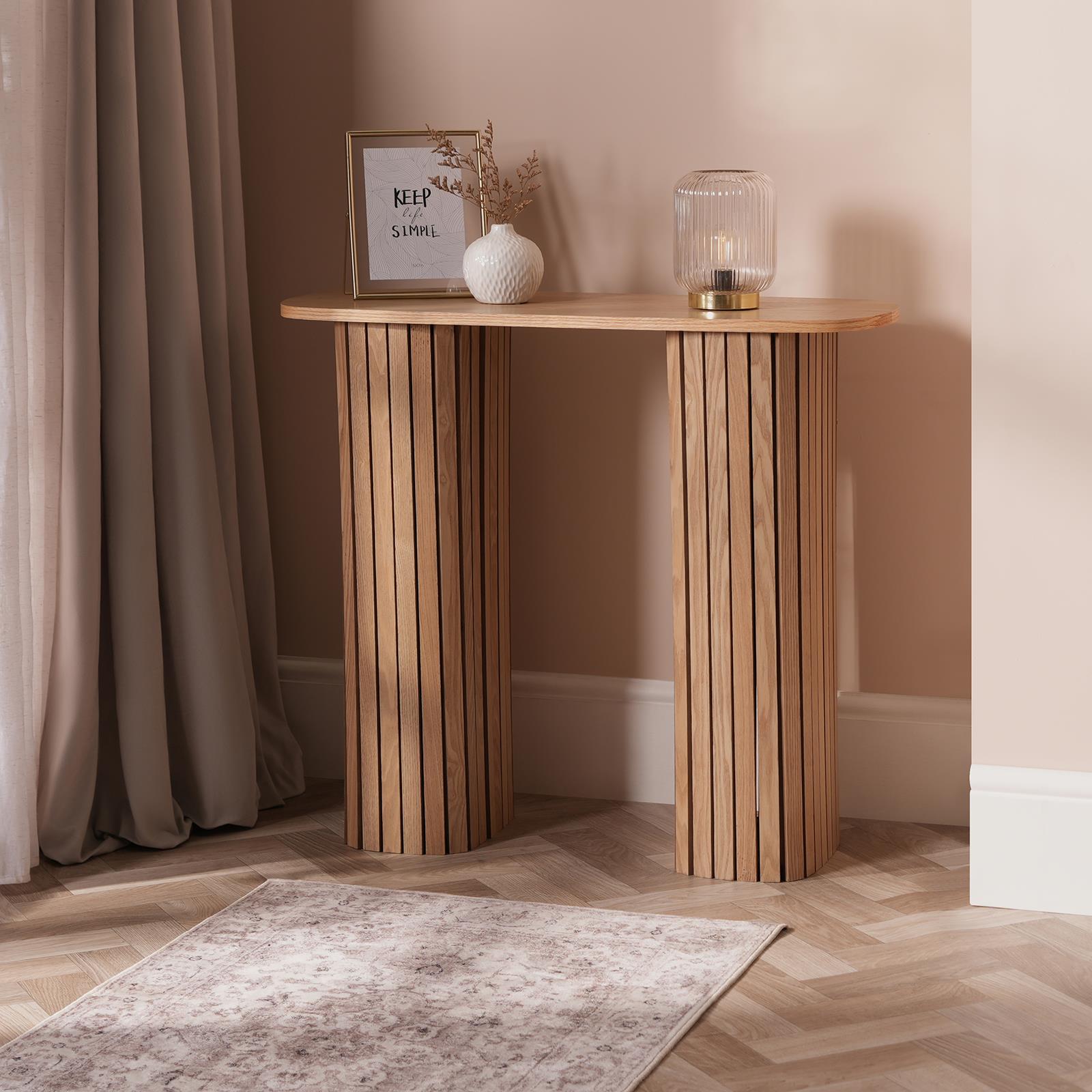 OHS Madison Console Table Ribbed Engineered Wood Entryway Display Unit Decor