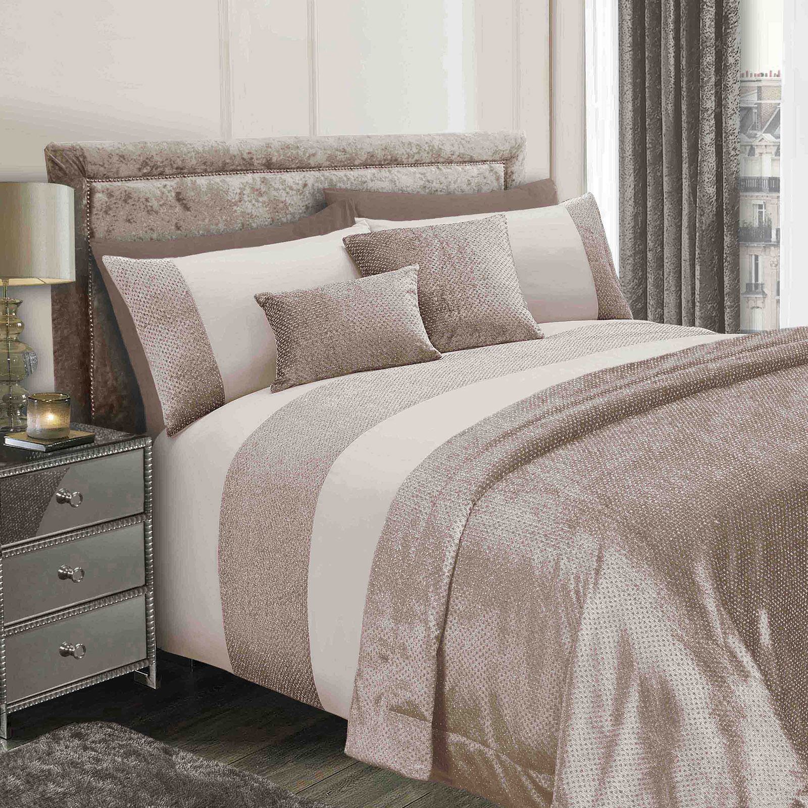 Sienna Velvet Glitter Duvet Cover with Pillow Case Set Bedspread