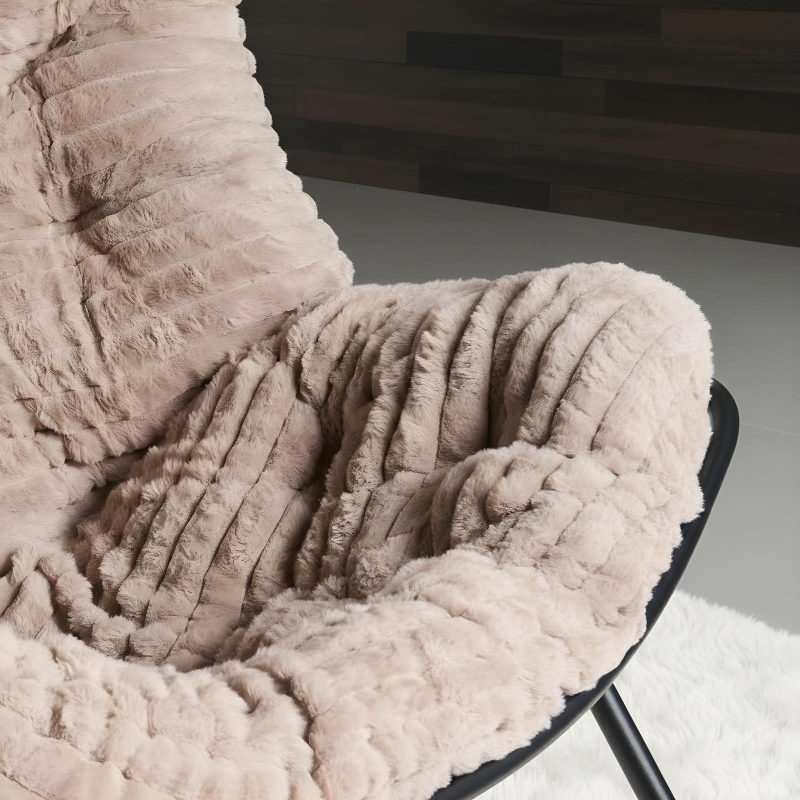 OHS Rocking Chair Ribbed or Smooth Faux Fur Upholstered Metal Frame Cushioned