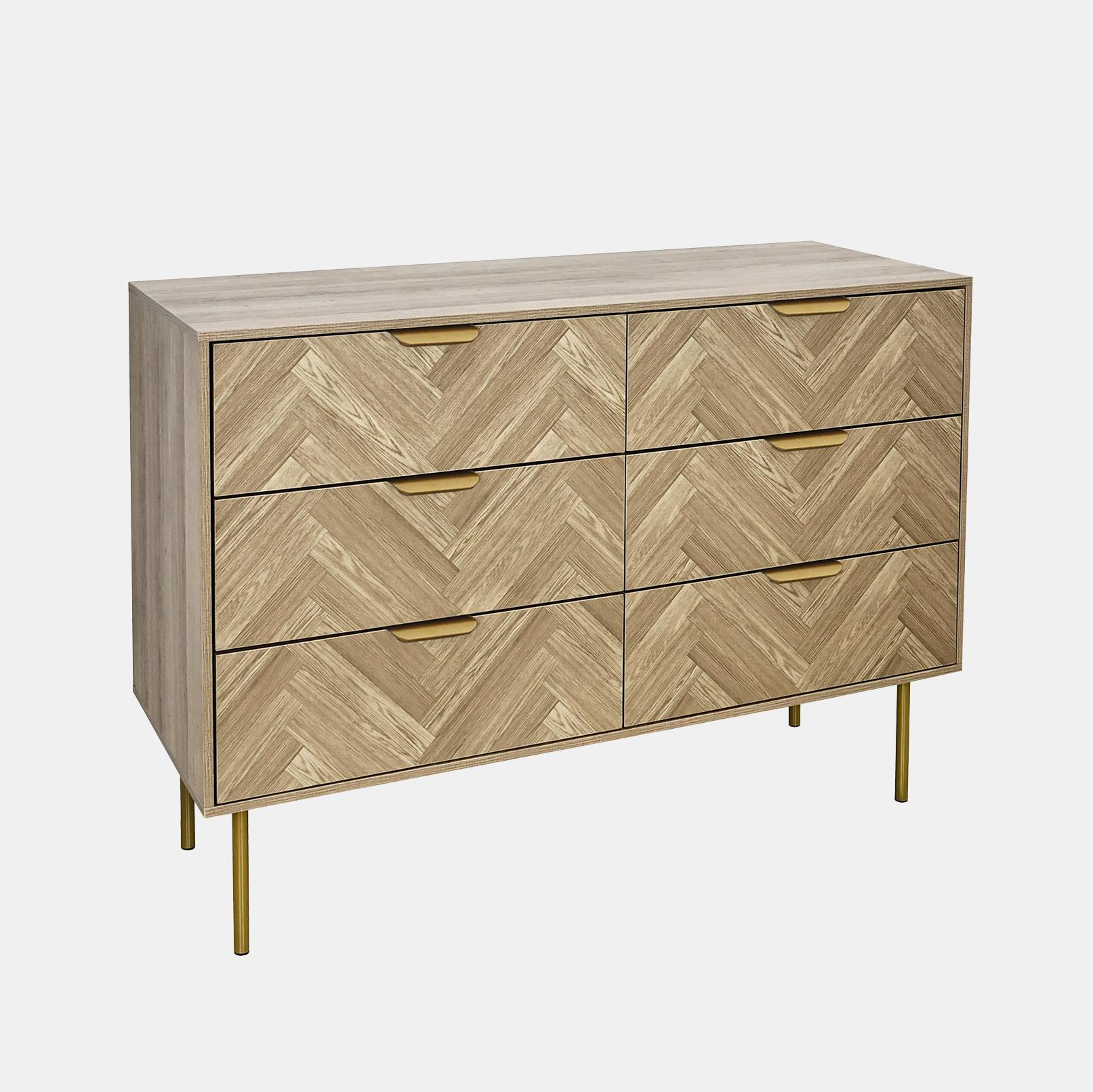 OHS Chevron Storage Unit Chest Engineered Wood 6 Drawer Cabinet Sideboard