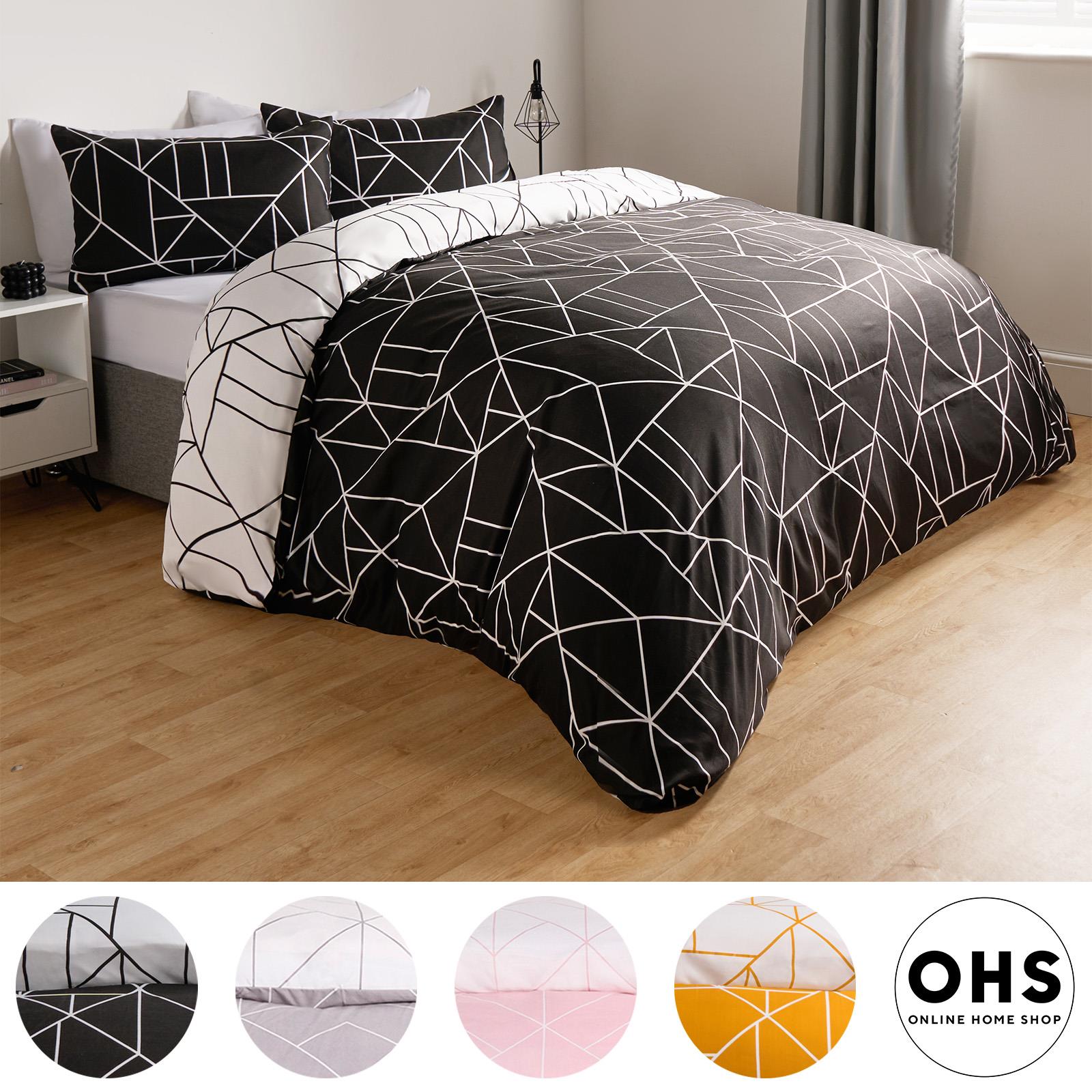 OHS Geometric Reversible Bedding Set Soft Quilt Duvet Cover with Pillowcase
