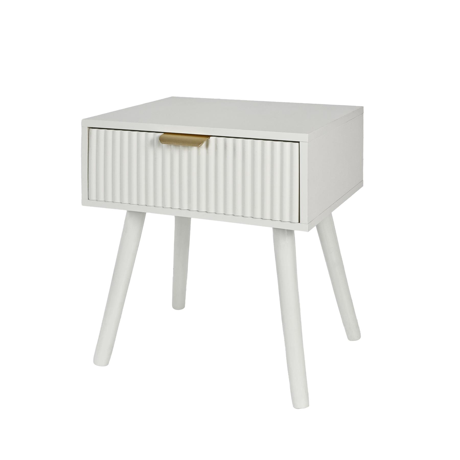 OHS Ribbed Bedside Nightstand 1 Drawer Storage Unit Wooden End Table