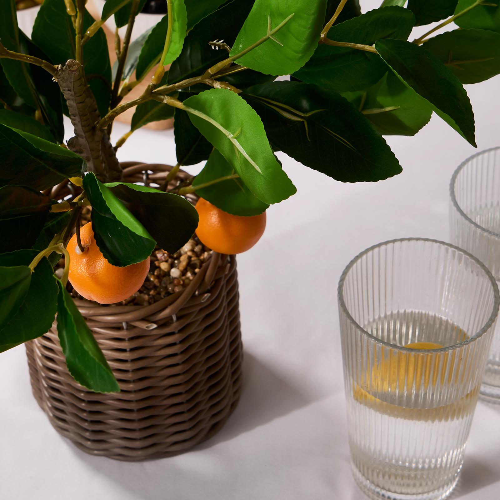 OHS Artificial Tree Plant Foliage in Basket Pot Palm Olive Leaves Tabletop Decor