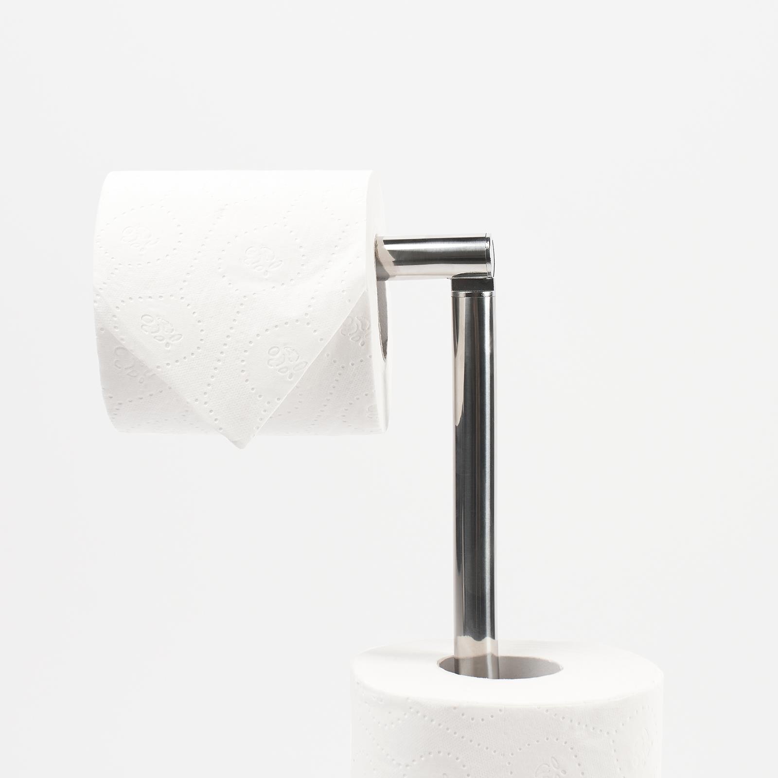 Free Standing Toilet Roll Holder Space Saving Storage Bathroom Loo Roll Frame