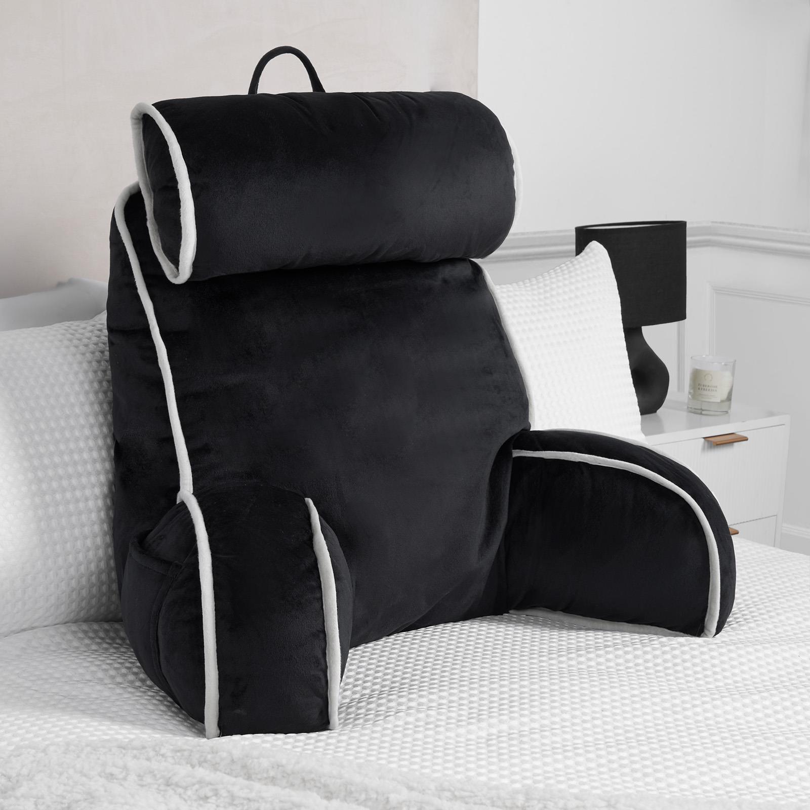 OHS Piped Edge Reading Pillow with Head Rest Super Soft Back Support Bed Sofa