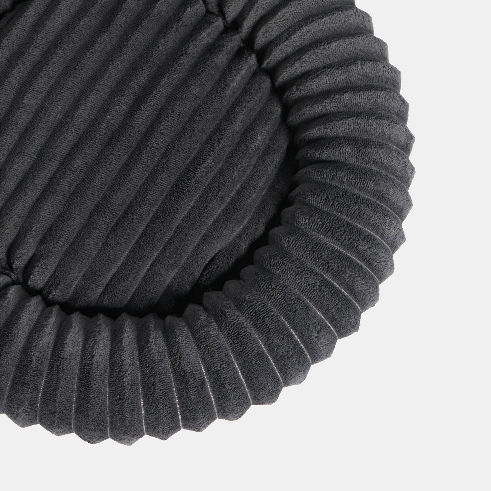 OHS Ribbed Pet Bed Soft Fleece Round Calming Anti Anxiety Cushion for Dog Cat