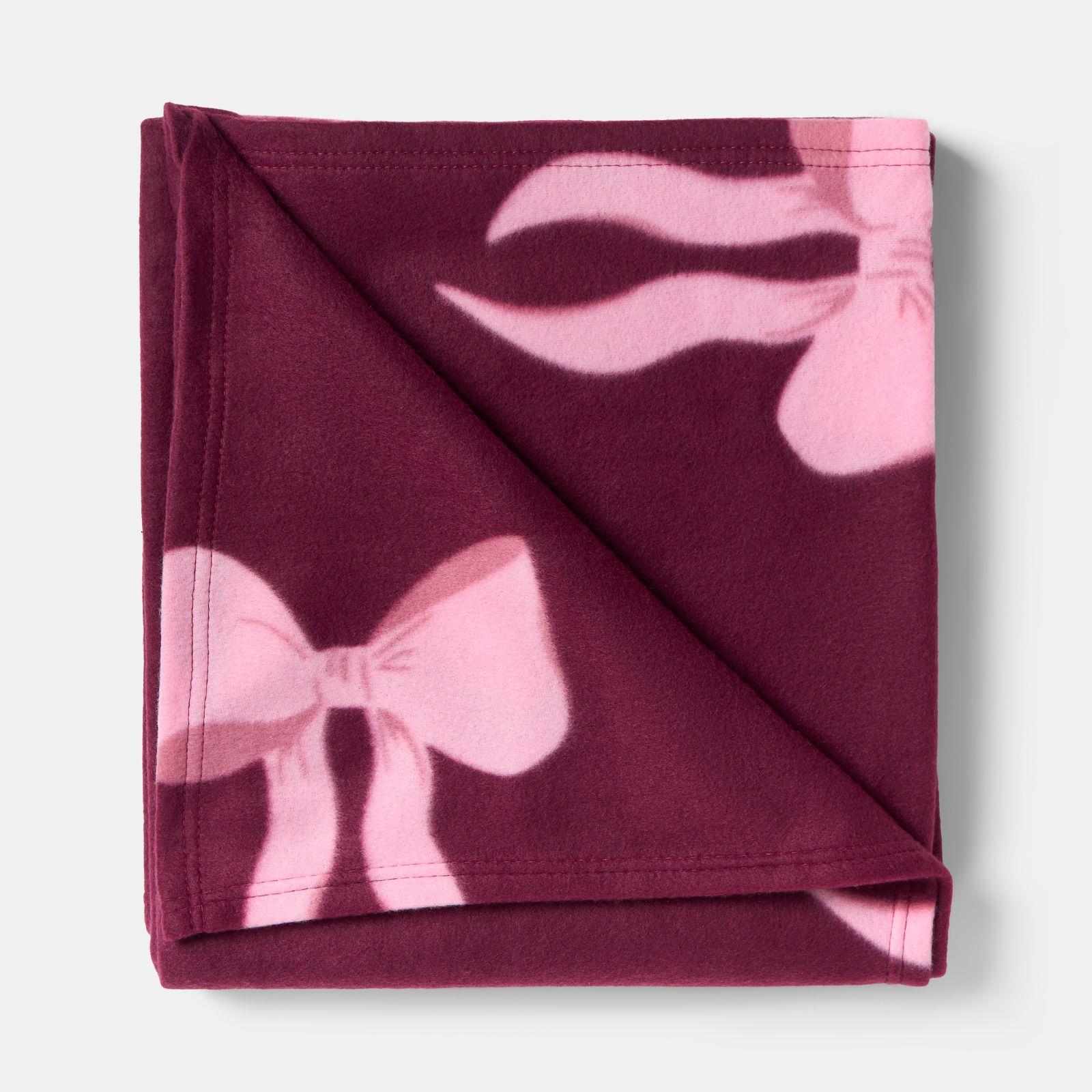 OHS Bows Throw Blanket Soft Polar Fleece Winter Thermal Bedspread Home Decor