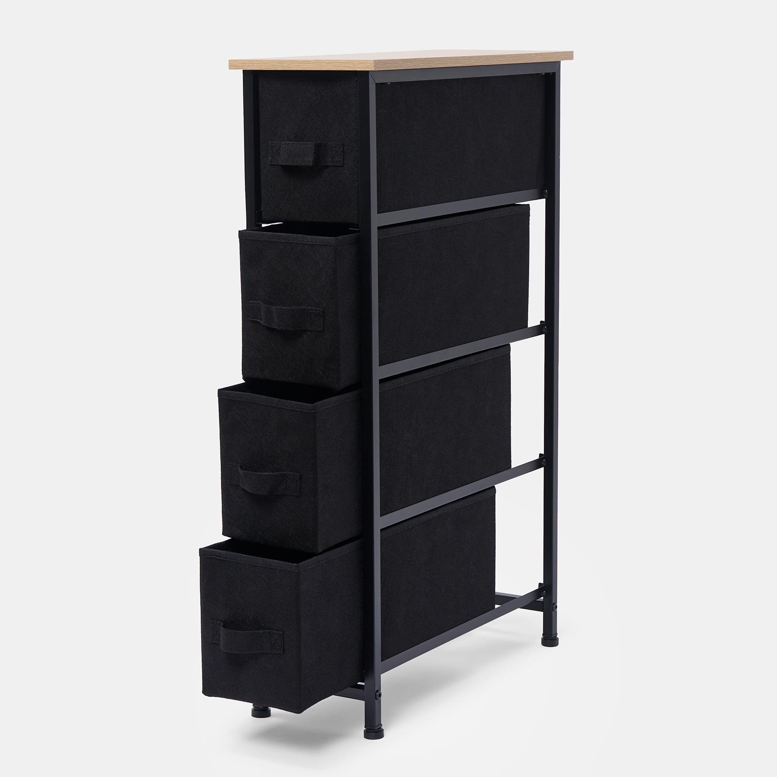Narrow 4 Drawer Storage Cabinet Bedside Table Unit Clothes Home Fabric Organiser