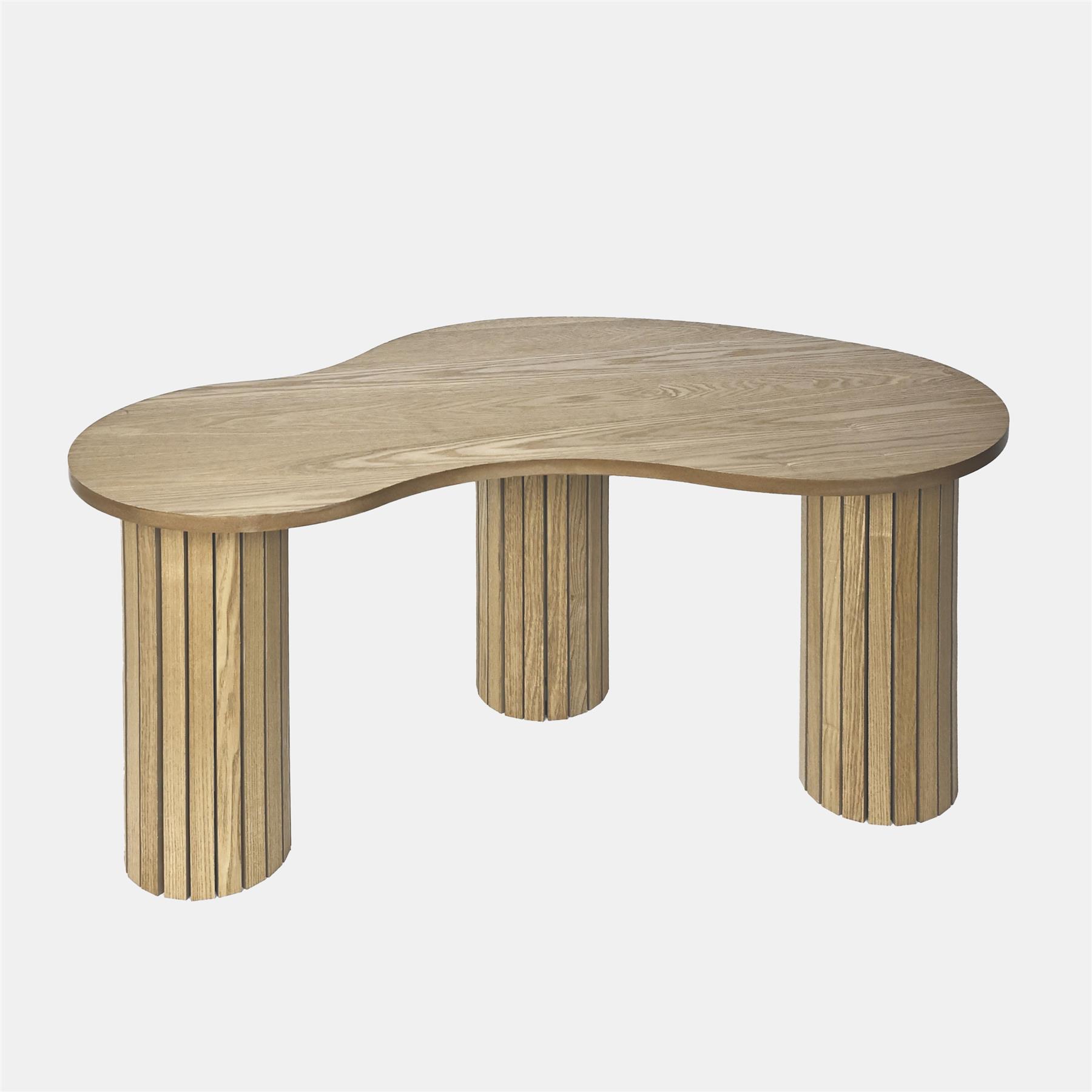 OHS Madison Coffee Table Ribbed MDF Irregular Living Room Home Decor