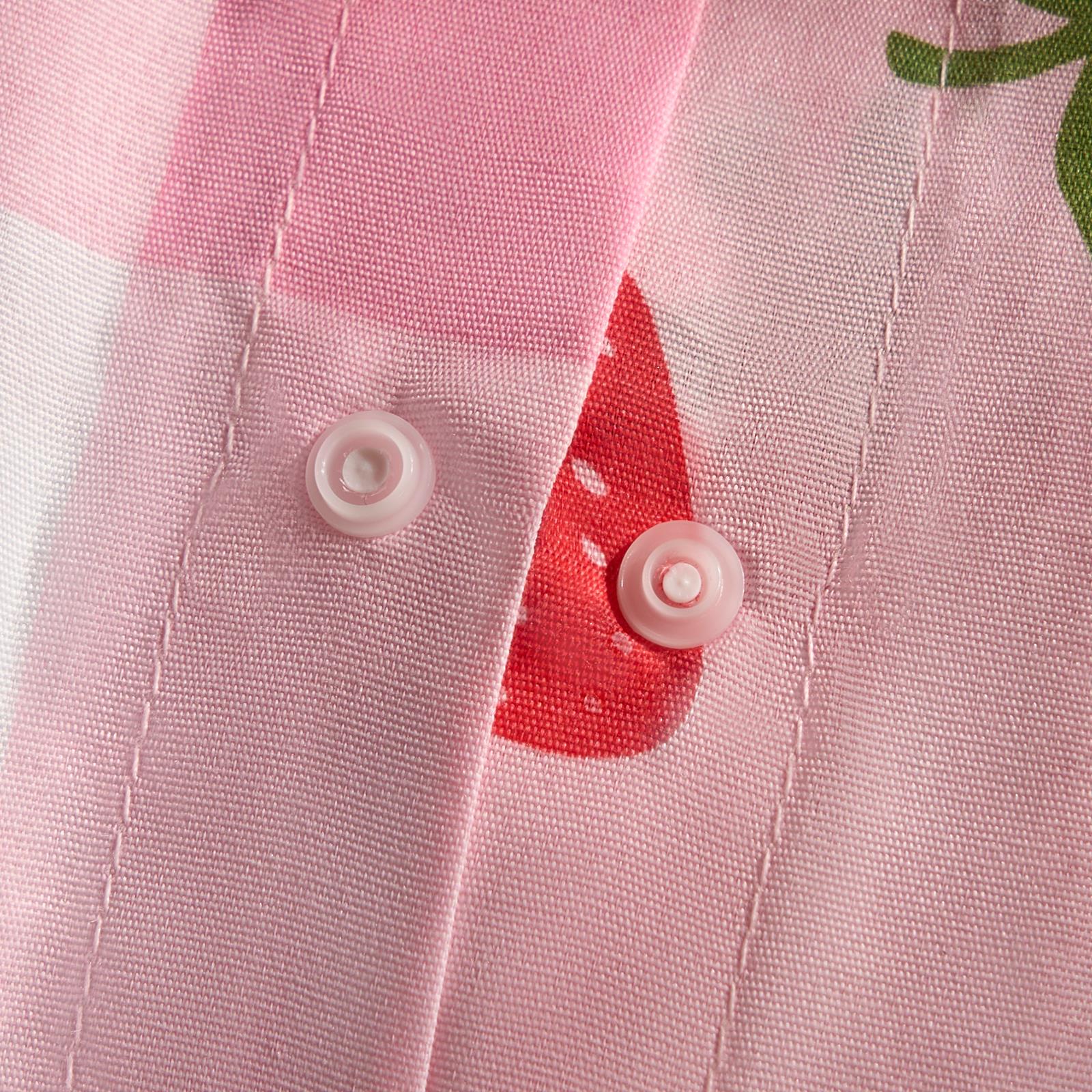 Strawberry Duvet Cover Quilt Set Pillowcase Bed Reversible Check Gingham Bedding