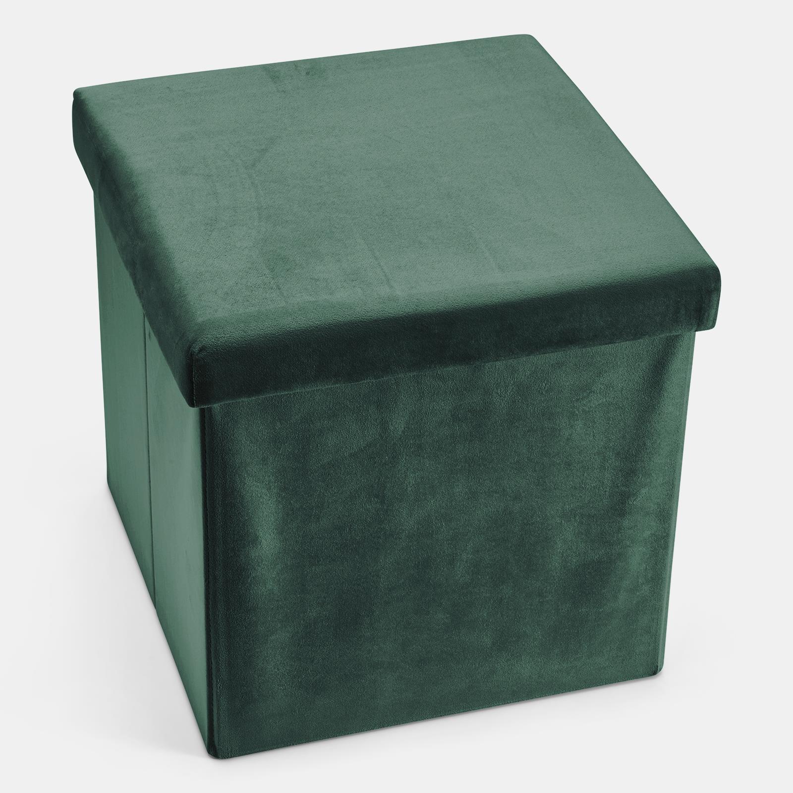 OHS Folding Ottoman Storage Box Footstool Tub Space Saving Velvet Seat