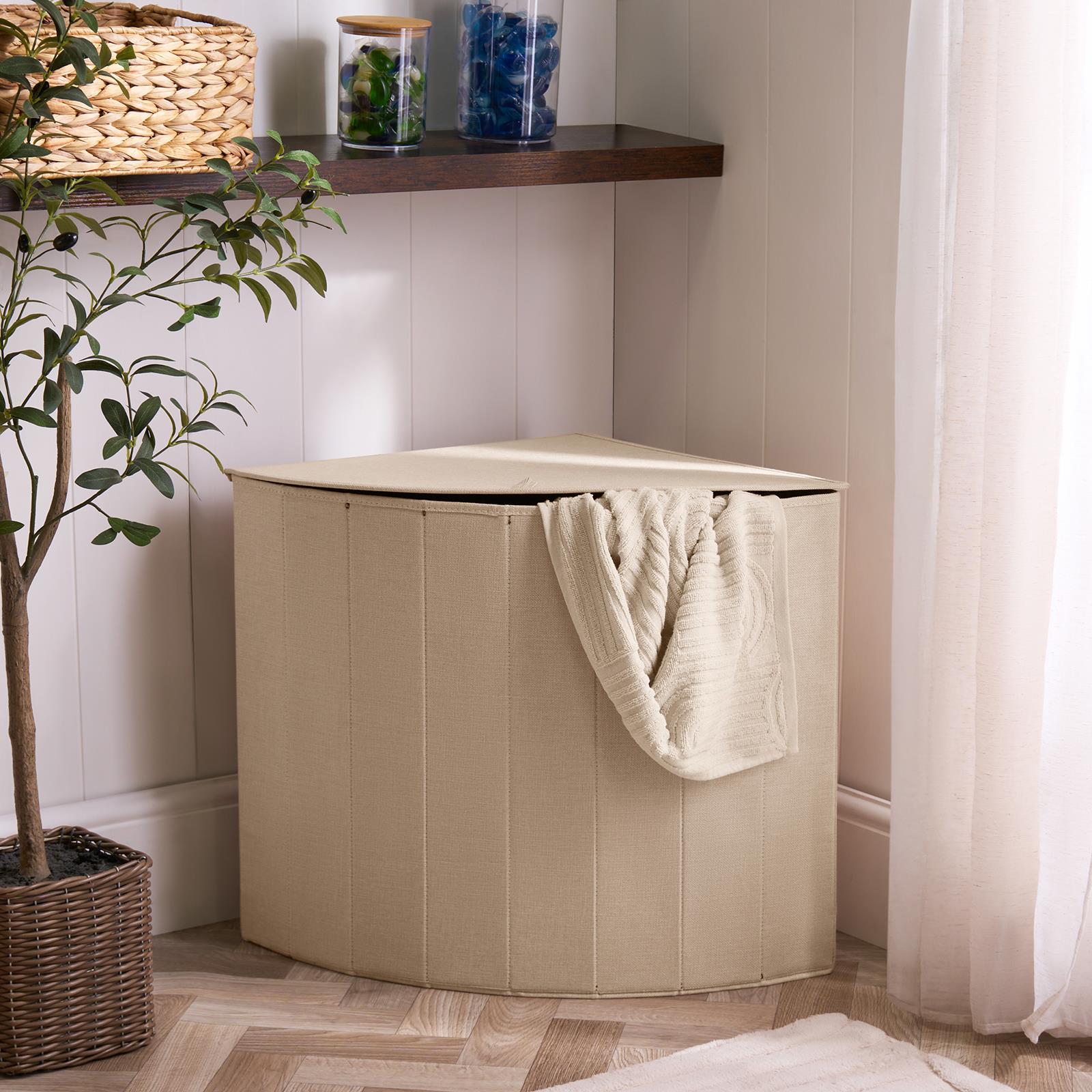 OHS Corner Laundry Basket Folding Hamper Bag Clothes Bin Storage with Lid