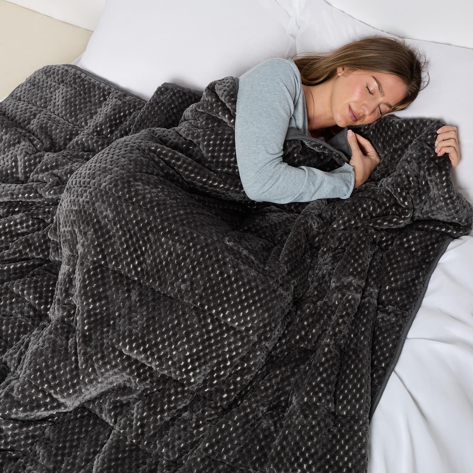 OHS Waffle Fleece Weighted Blanket Sleep Therapy Anxiety Super Soft Bed Throw