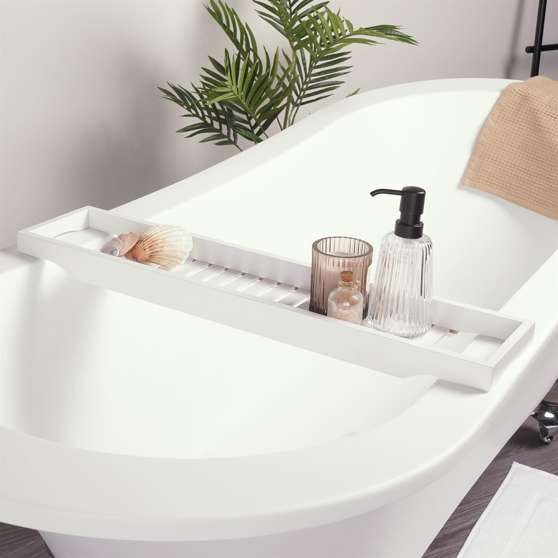 OHS Wooden Bath Tub Rack Storage Bathroom Caddy Shelf Tray Soap Holder Tidy Unit - Picture 13 of 16