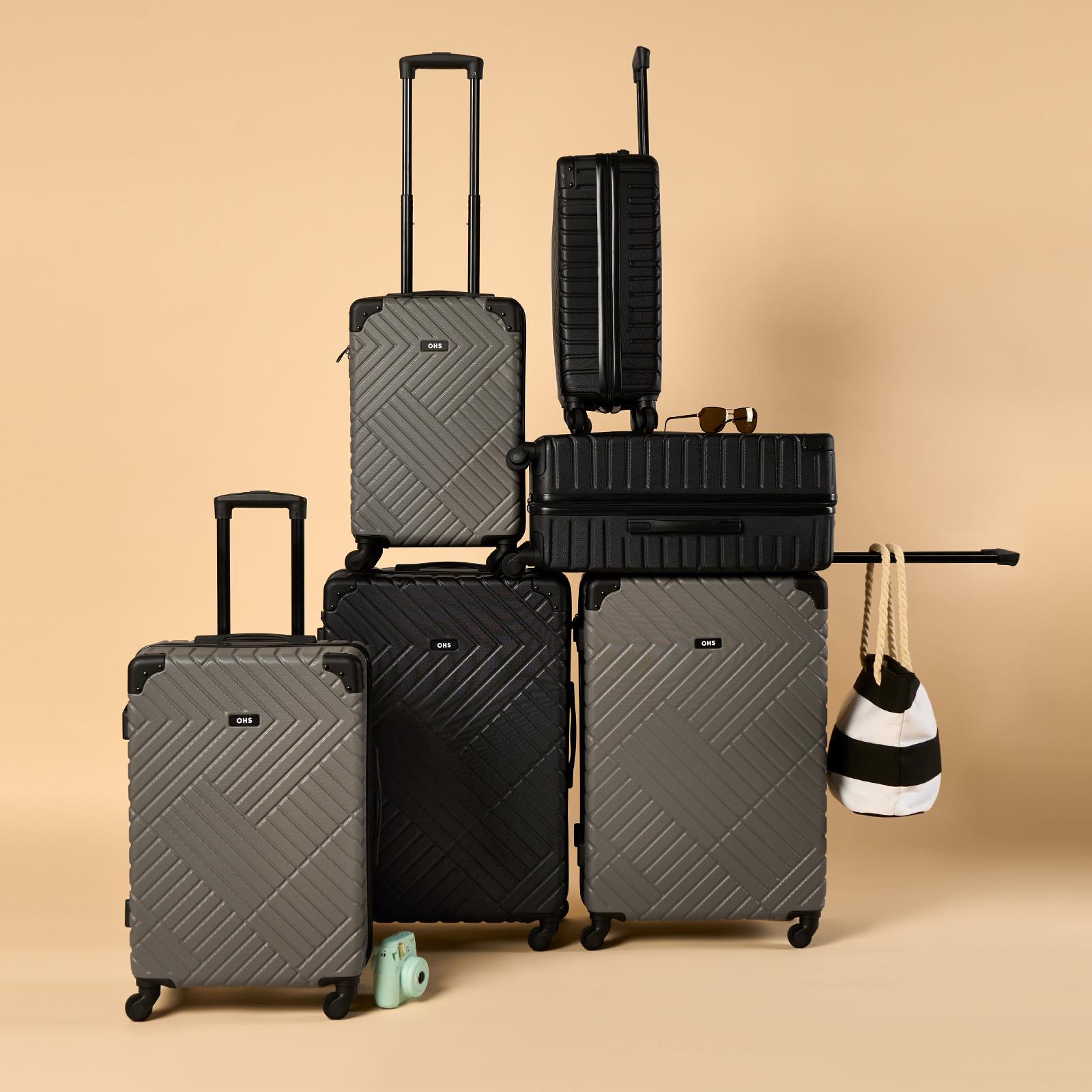OHS Hard Shell Suitcase Luggage Set Travel ABS 4 Wheels Trolley Cabin Carry-On