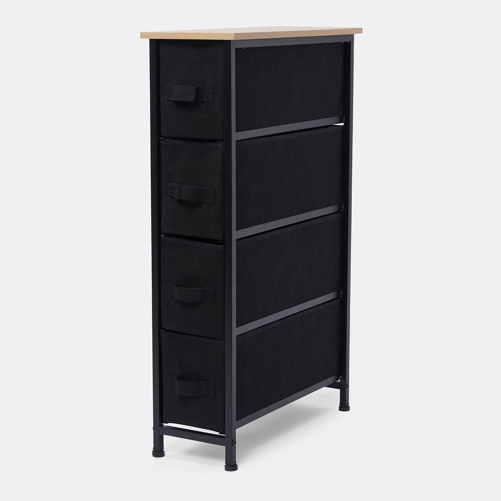 Narrow 4 Drawer Storage Cabinet Bedside Table Unit Clothes Home Fabric Organiser