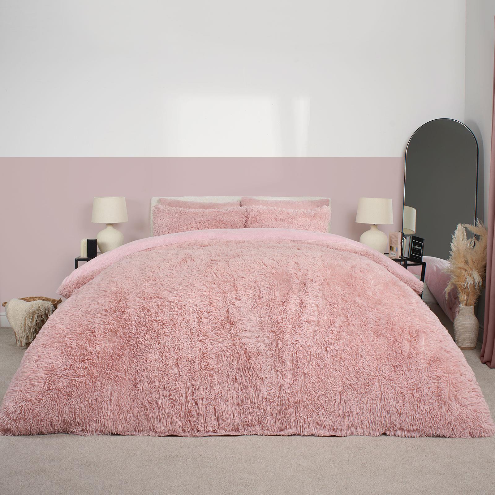 OHS Teddy Bedding Set Soft Fleece Faux Fur Fluffy Cosy Warm Duvet Cover