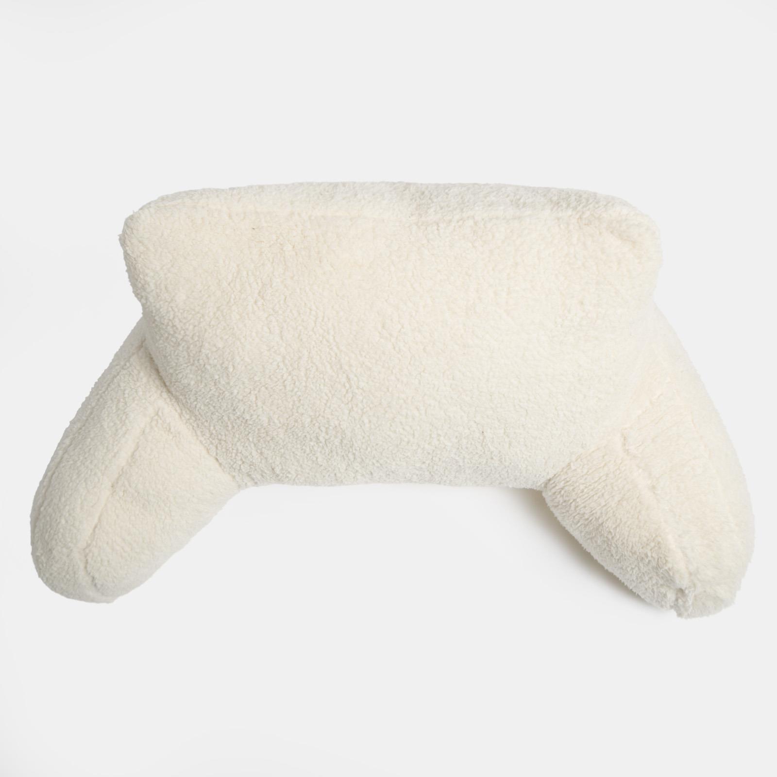 Teddy Fleece Bed Reading Cushion Pillow with Arms Lumbar Chair Back Rest Support - Picture 41 of 59