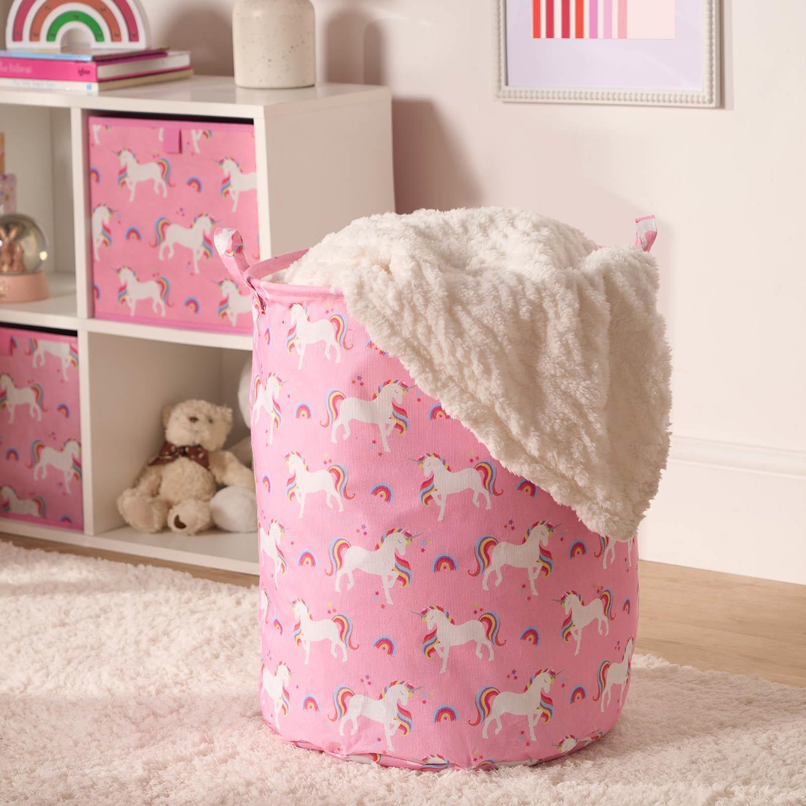 OHS Kids Laundry Basket Clothes Storage Toy Organiser Pop Up Hamper Bag Handles