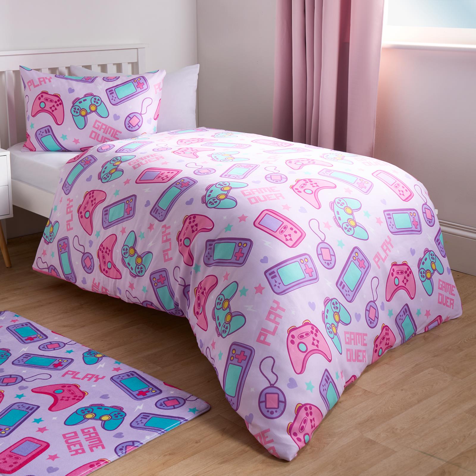 Gaming Duvet Cover Set Reversible Soft Quilt with Pillowcase Kids Bedding Single