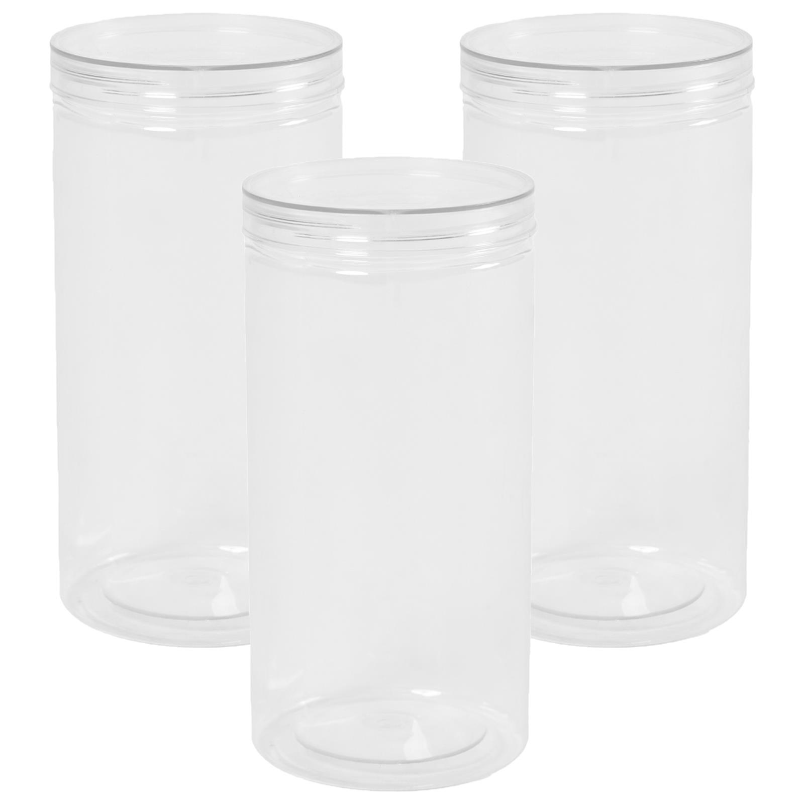 Storage Jar Round Plastic Food Organiser Tea Coffee Sugar Holder Tub Kitchen Pot