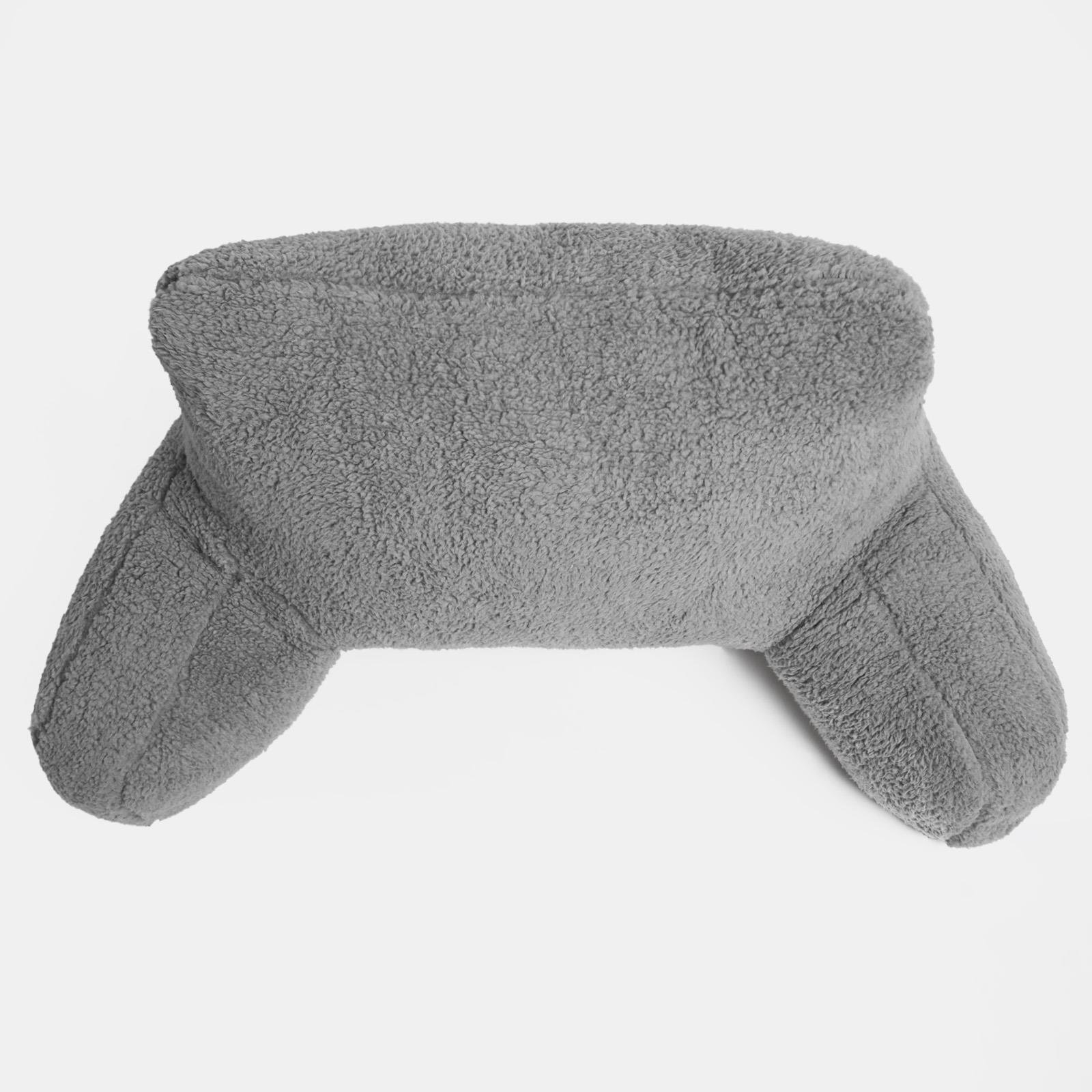 Teddy Fleece Bed Reading Cushion Pillow with Arms Lumbar Chair Back Rest Support - Picture 57 of 59