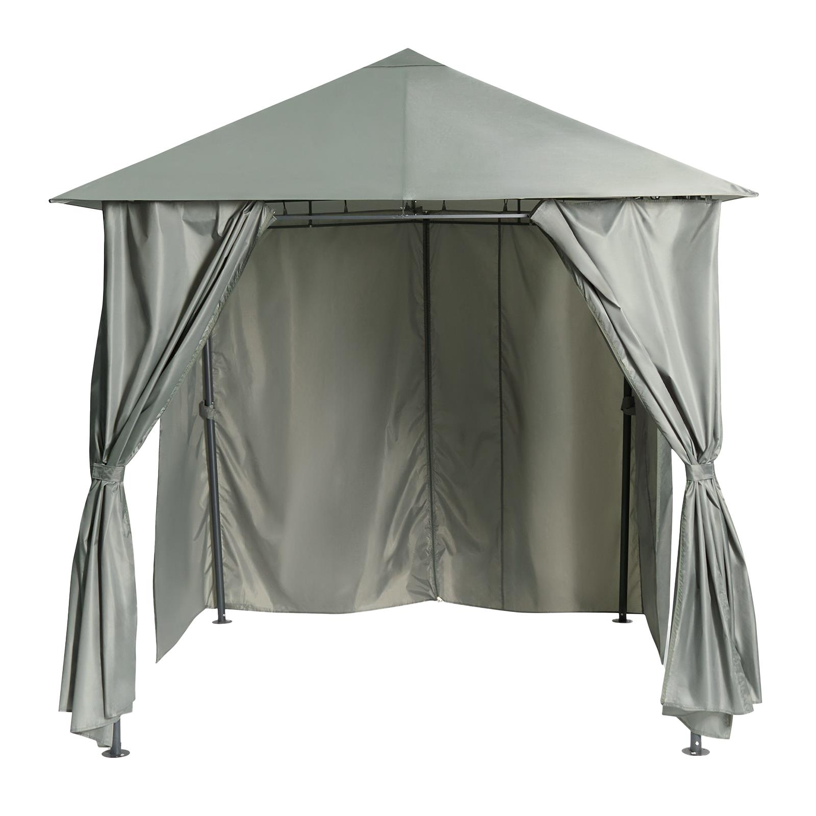 OHS Metal Garden Gazebo with Curtains Outdoor Party Tent Canopy Waterproof