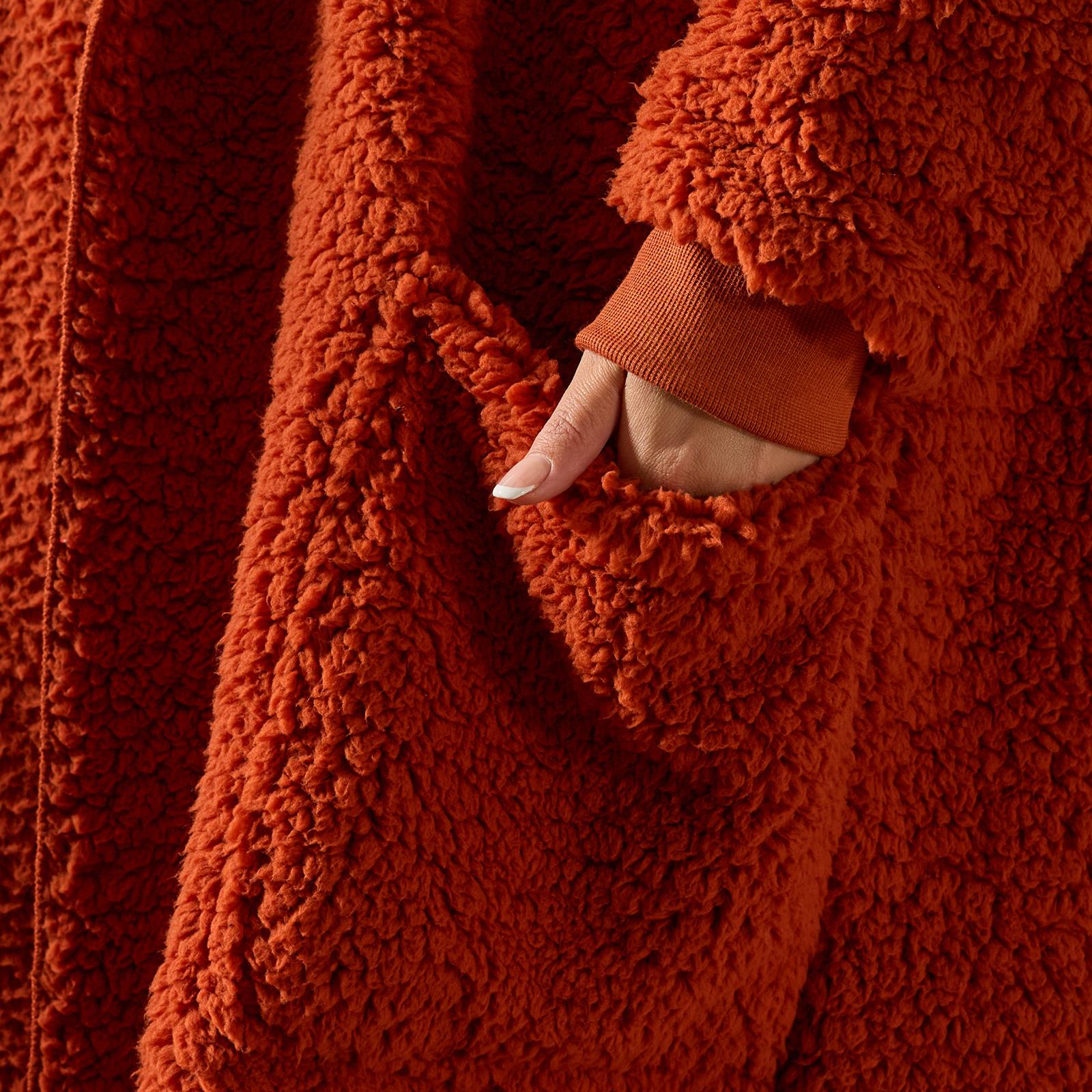 OHS Waterfall Cardigan Warm Teddy Fleece Open Front Wrap Loungewear Outwear