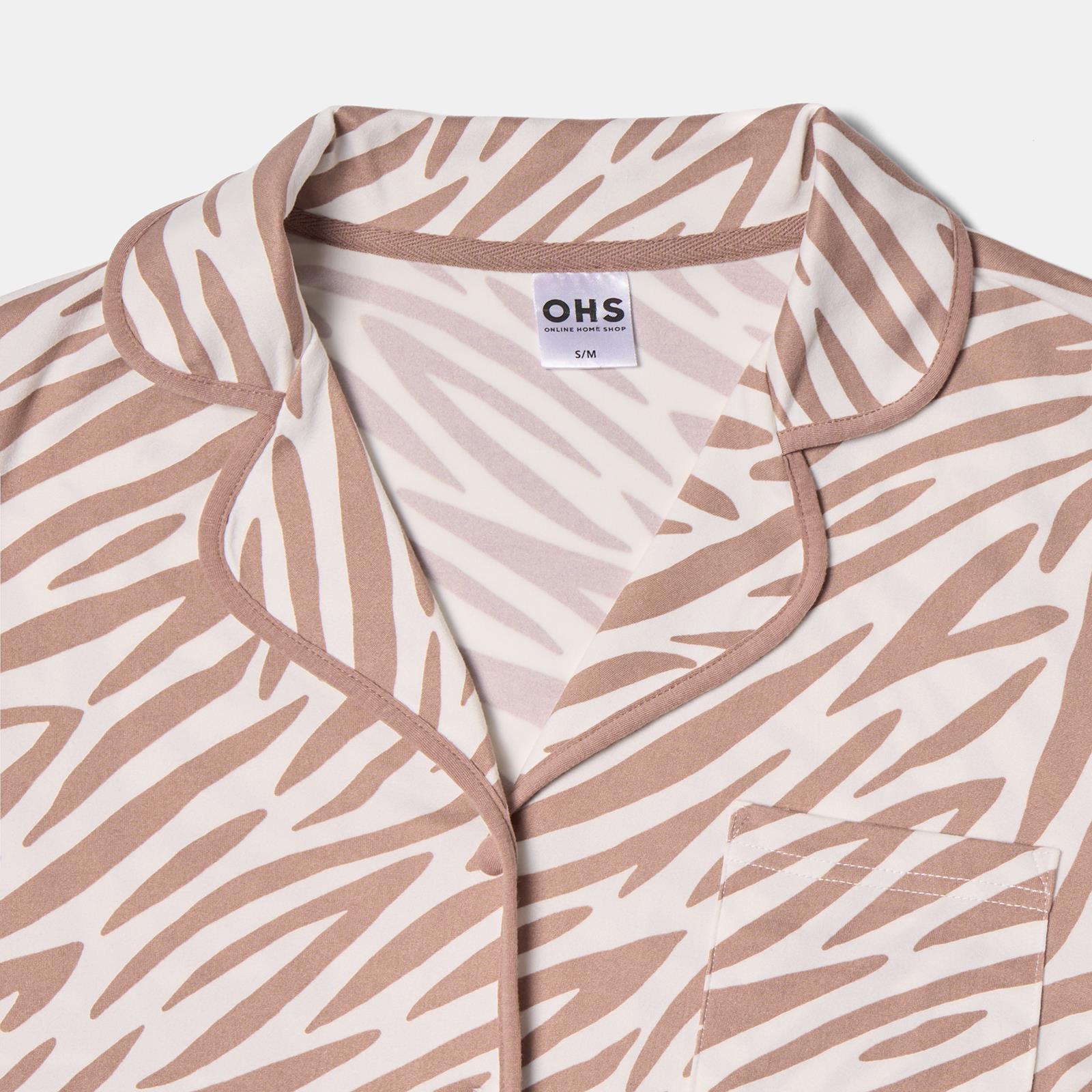 OHS Animal Print Pyjama Set Jersey Button Through Nightwear Loungewear