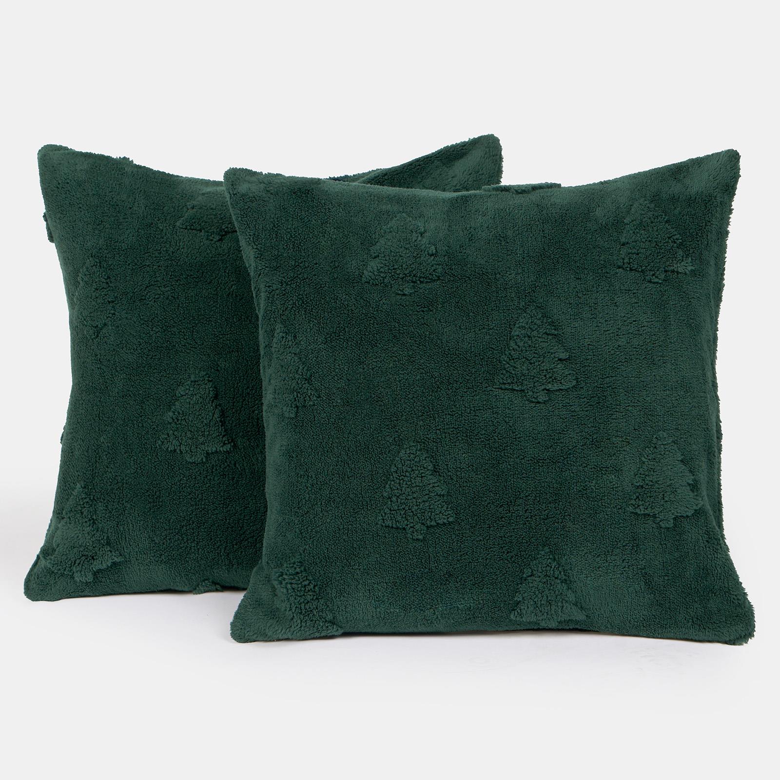 Winter Tree Cushion Covers 2/4 Sherpa Fleece Filled Plump Pads Christmas Home